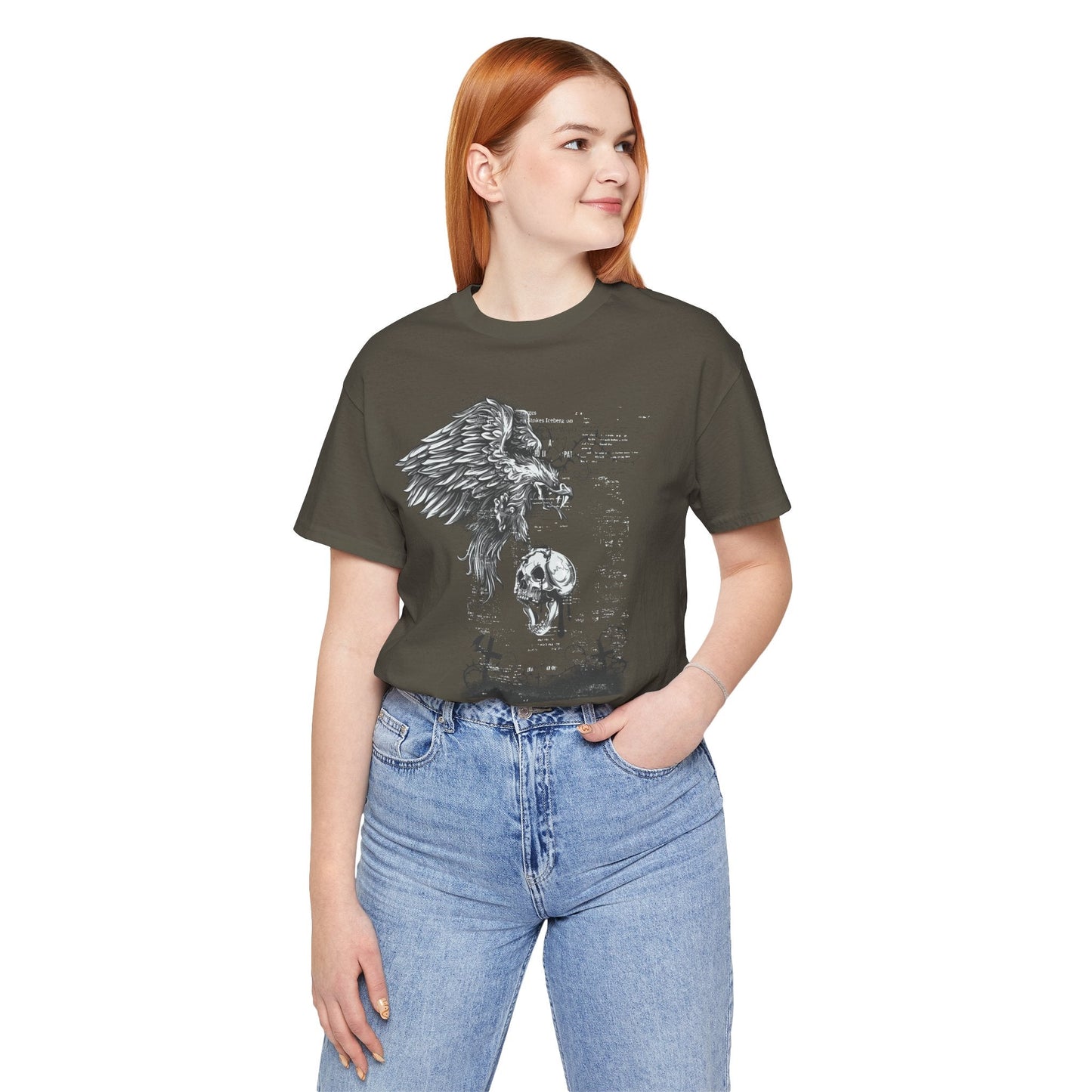 Raven and Skull Illustration Graphic Unisex Cotton T-Shirt r19