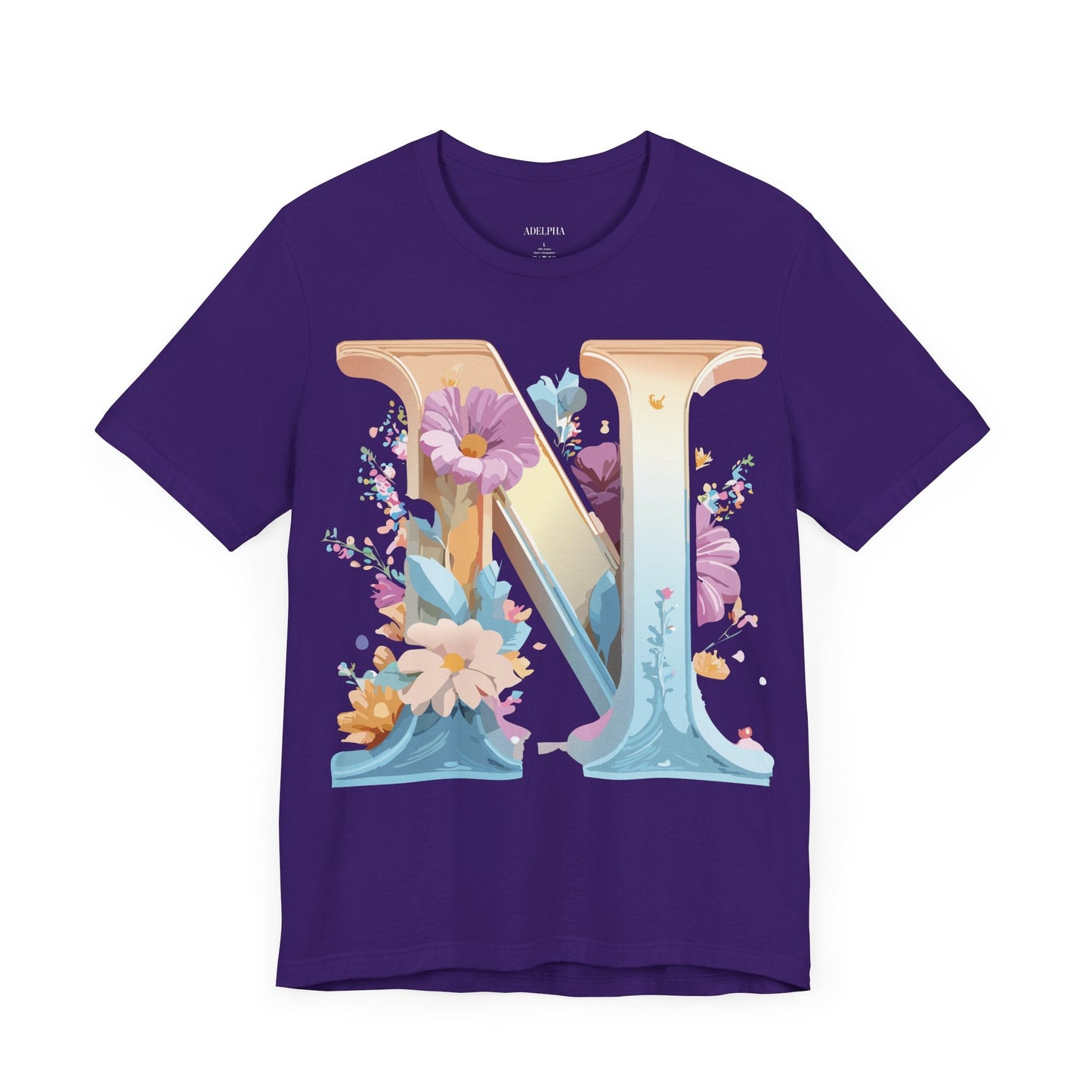 Letter N Shirt Unisex Graphic Tee By Adelpha Vintage Inspired Artwork Short Sleeve
