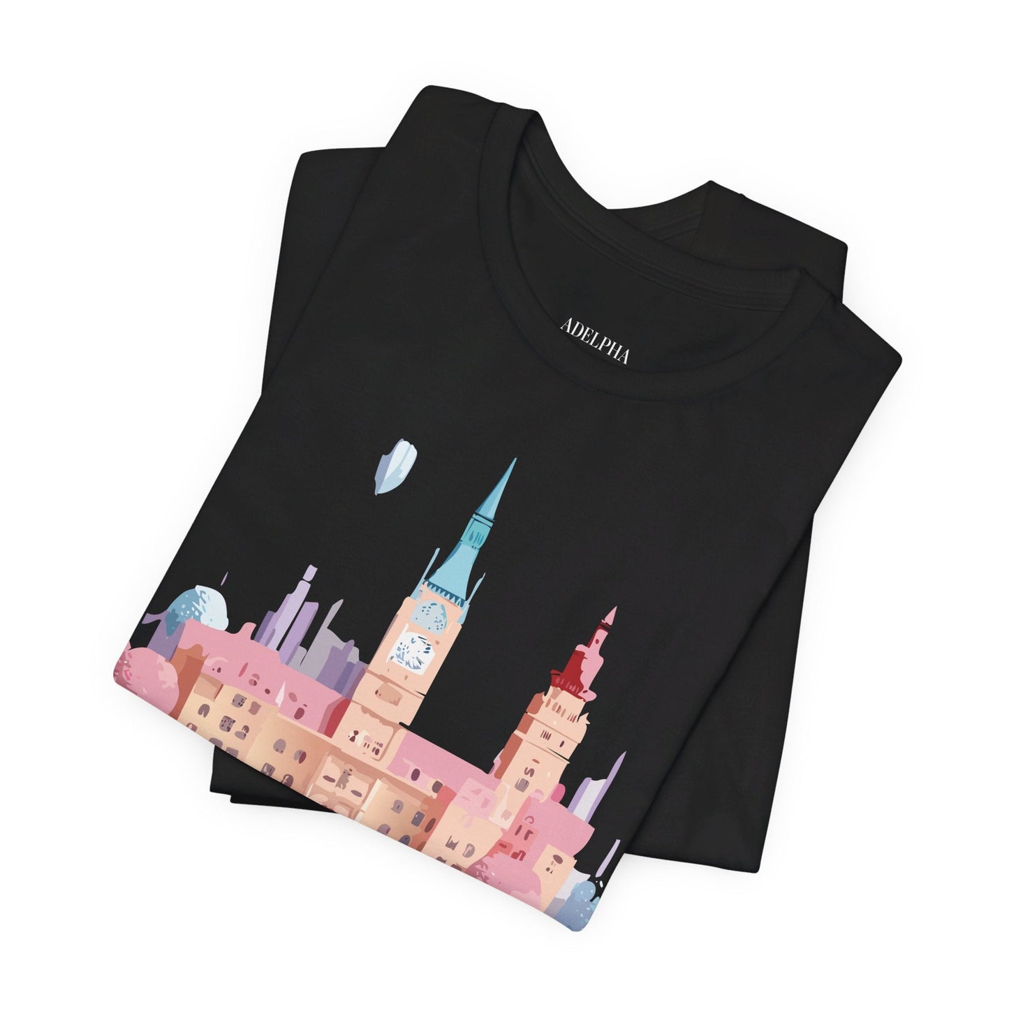 Prague Tourist Shirt Unisex Short Sleeve Graphic Tee Featuring Adelpha Vintage Artwork