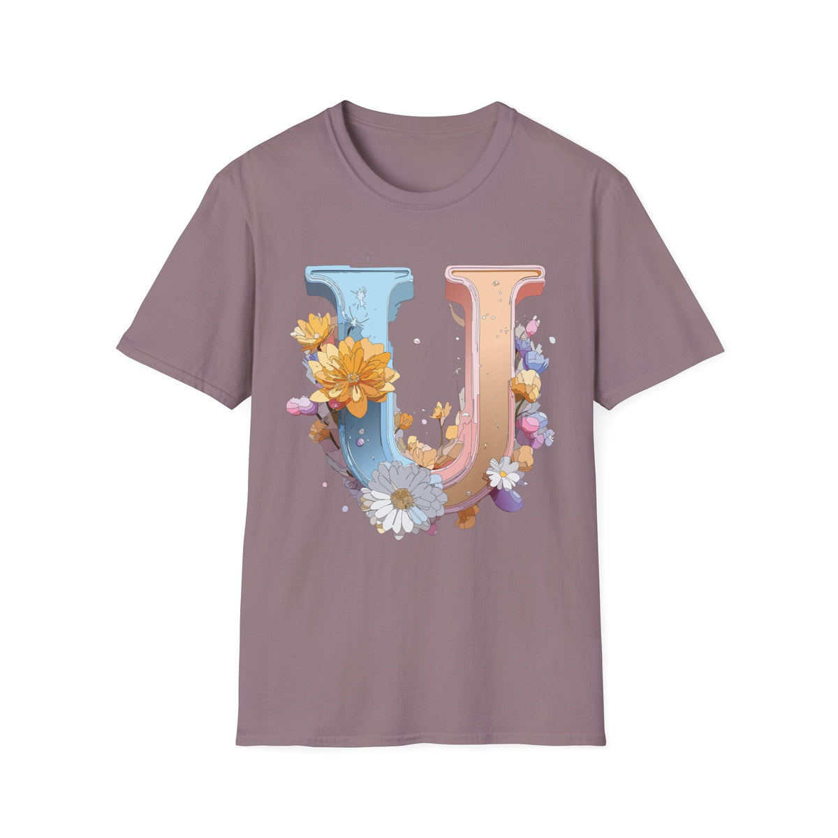 Floral Letter U T-Shirt | Botanical Monogram Tee