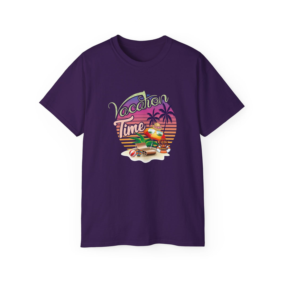 Vacation Time Palm Sunset Tee | Retro Beach Jeep Surfboard