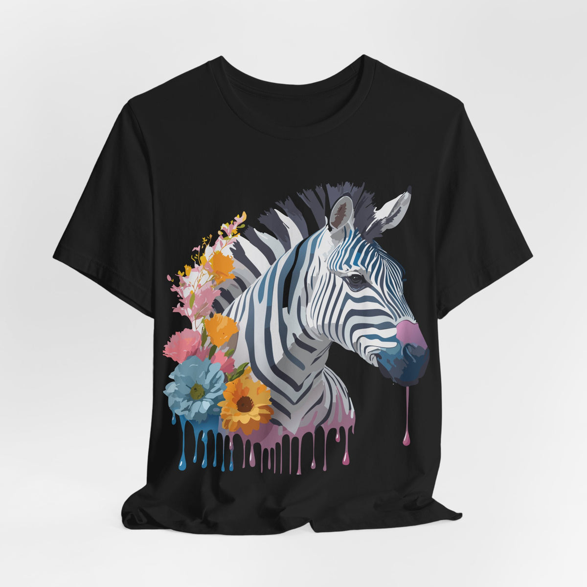 Zebra Graphic Unisex Cotton Bella+Canvas Tee with Art Animal Design e77