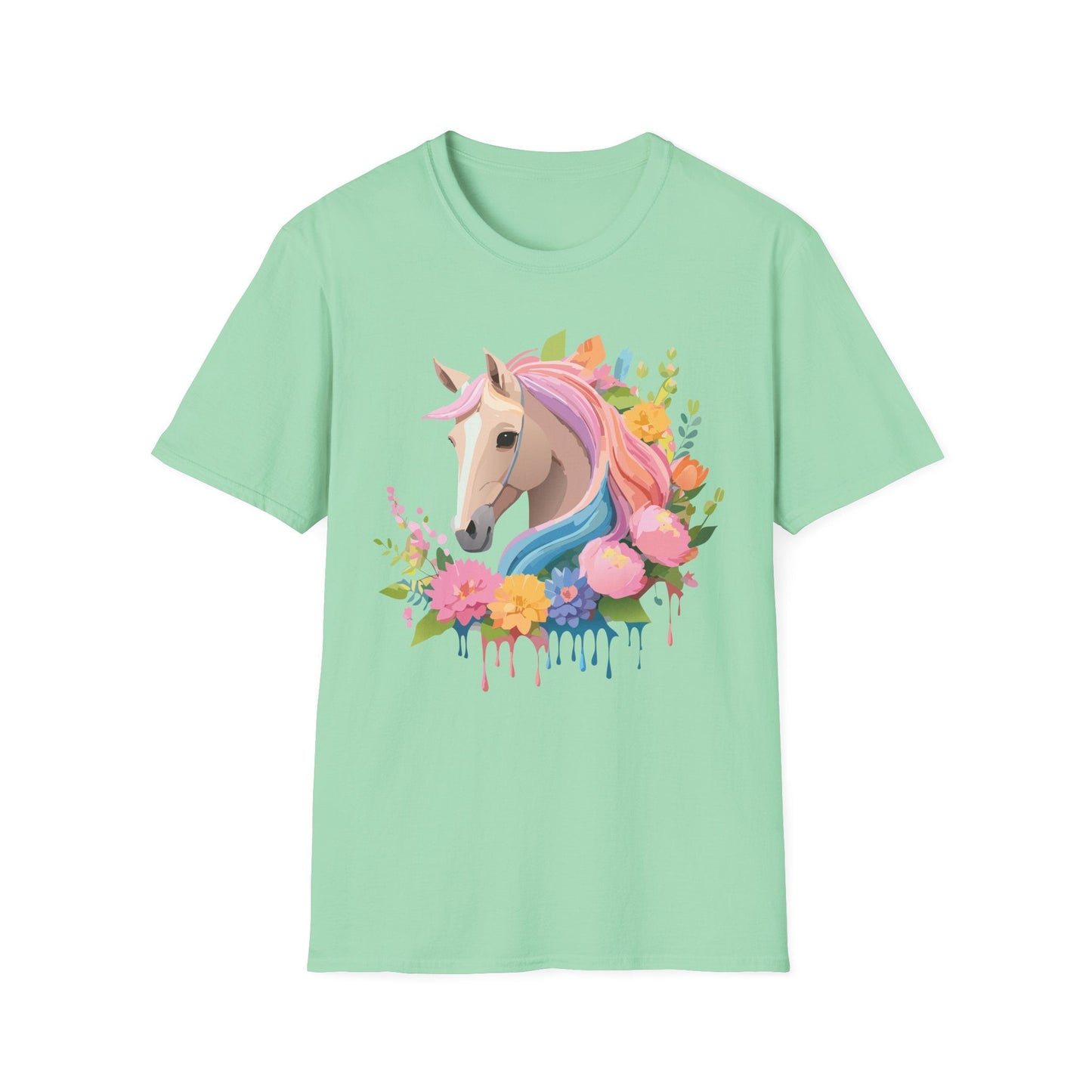 Unisex Horse Shirt Soft Cotton Tee With Animal Artwork Gildan Softstyle