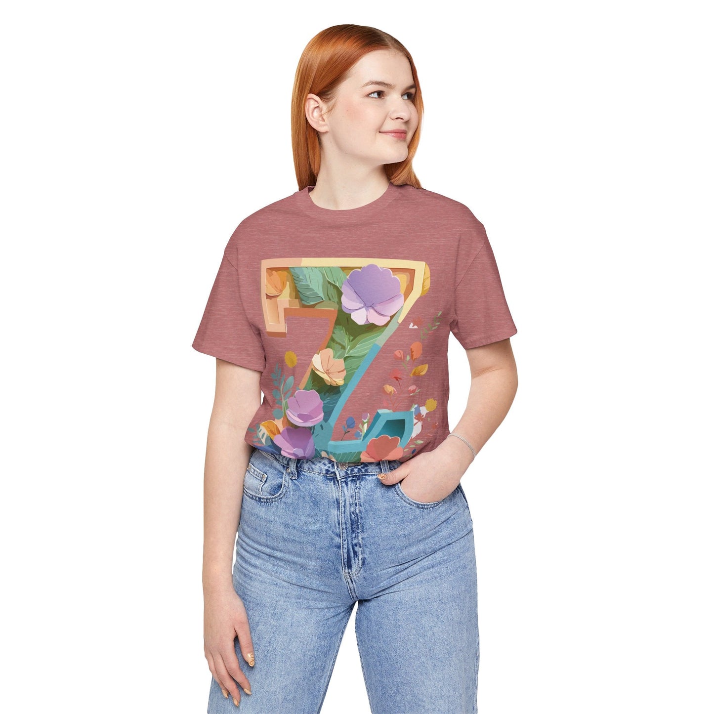 Unisex Letter Z Graphic Tee  Vintage Inspired Art Short Sleeve