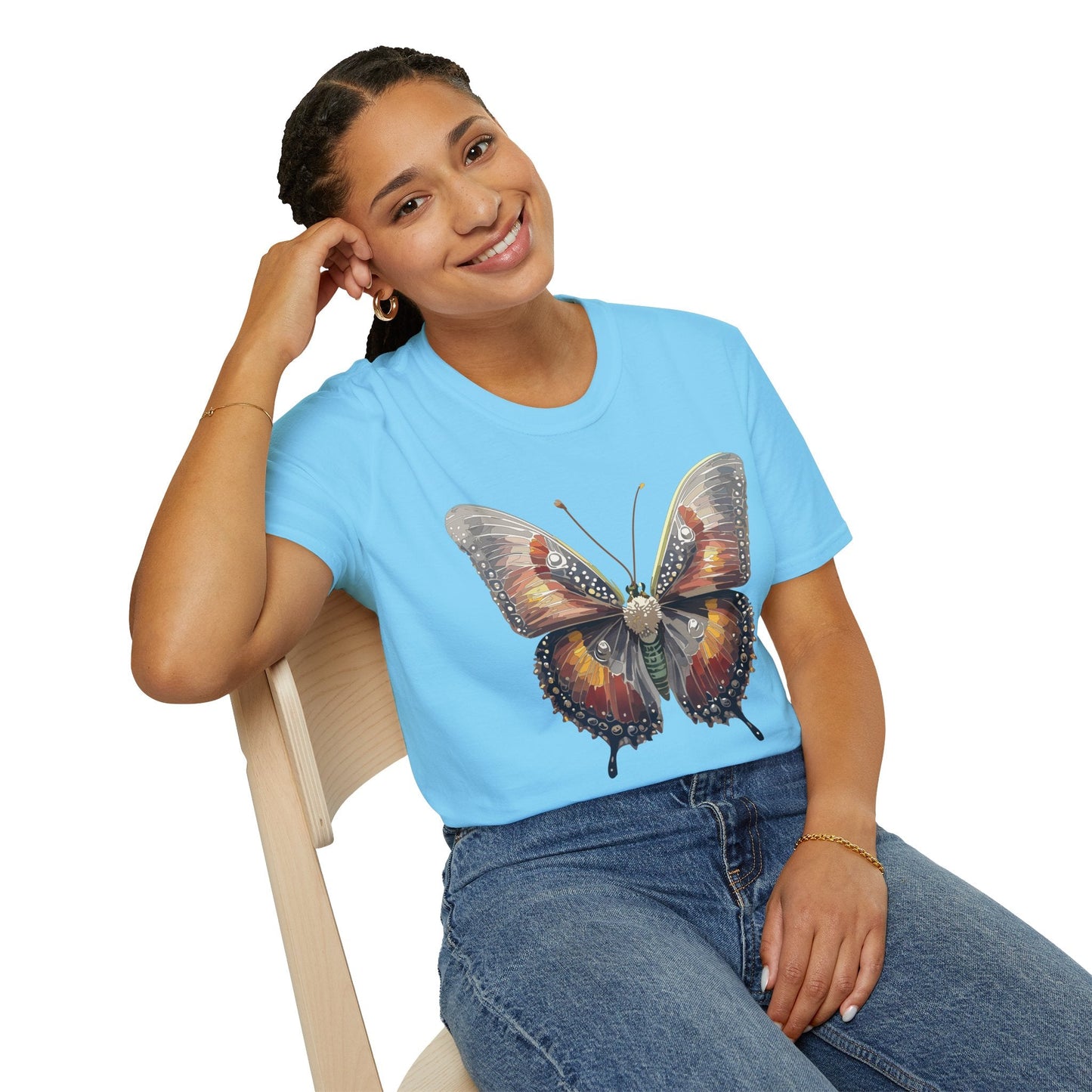 Butterfly Shirt Unisex Lightweight 100 Cotton Gildan Softstyle 64000 Tee Monarch Butterfly Design