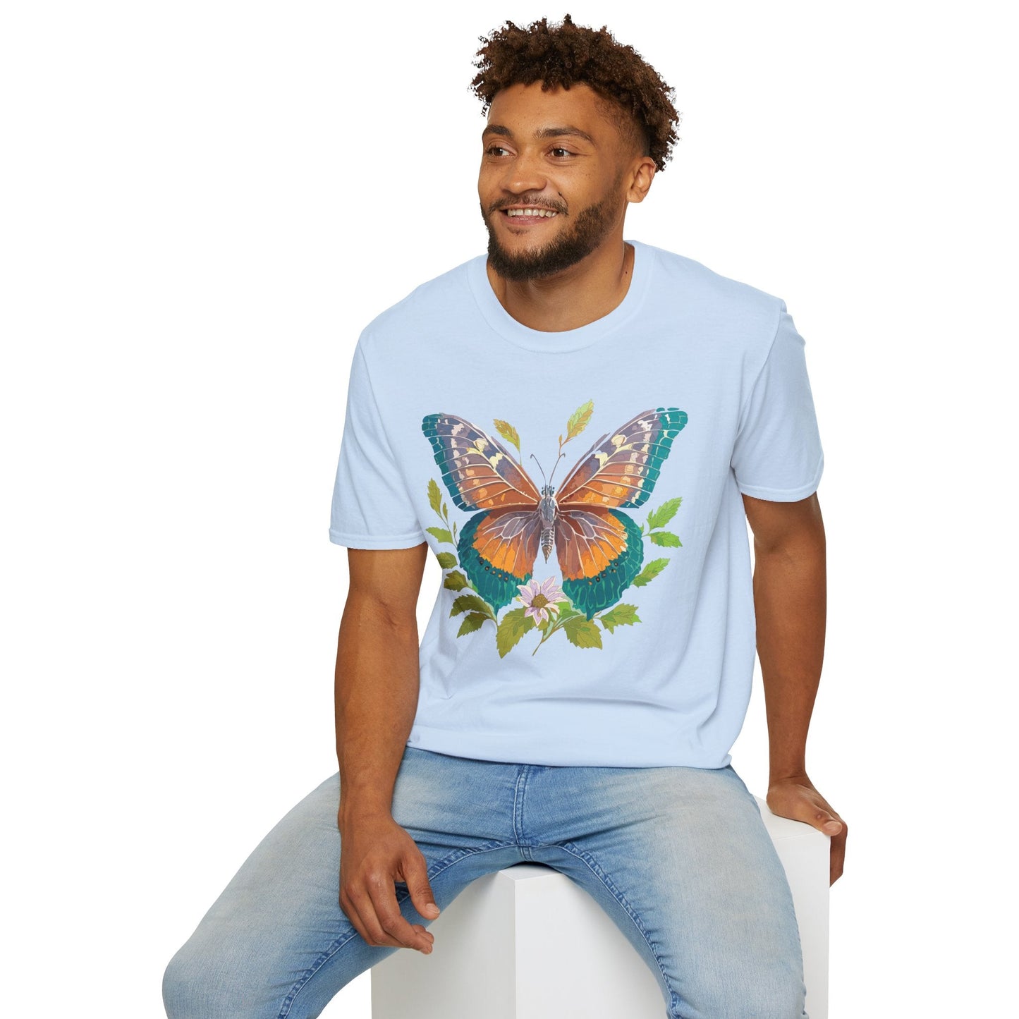 Unisex Butterfly Shirt With Monarch Design Cotton Tee Gildan 64000 Softstyle Comfort
