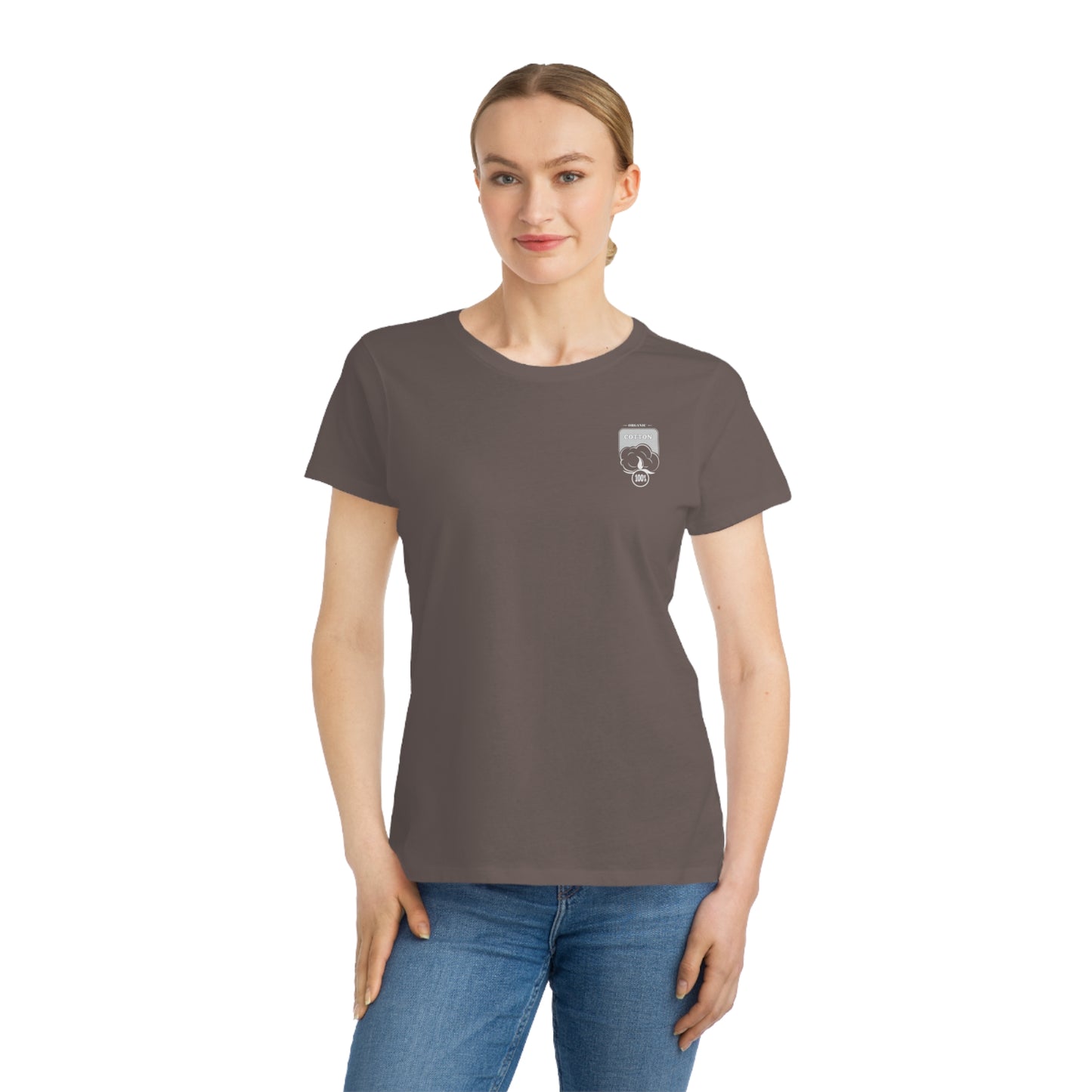 Camiseta de mujer de algodón orgánico con logotipo de algodón 