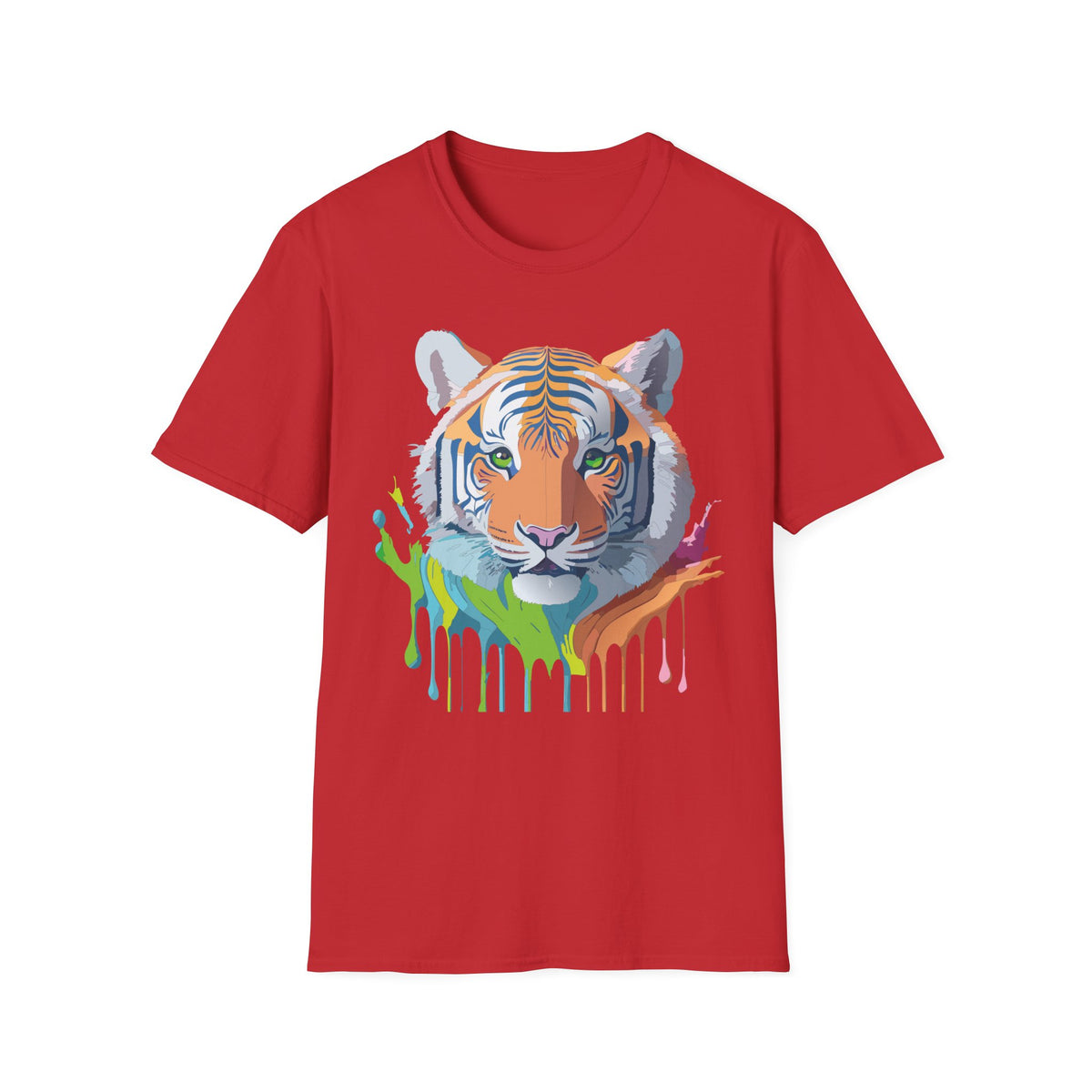 Colorful Tiger Head T-Shirt | Watercolor Drip Animal Shirt