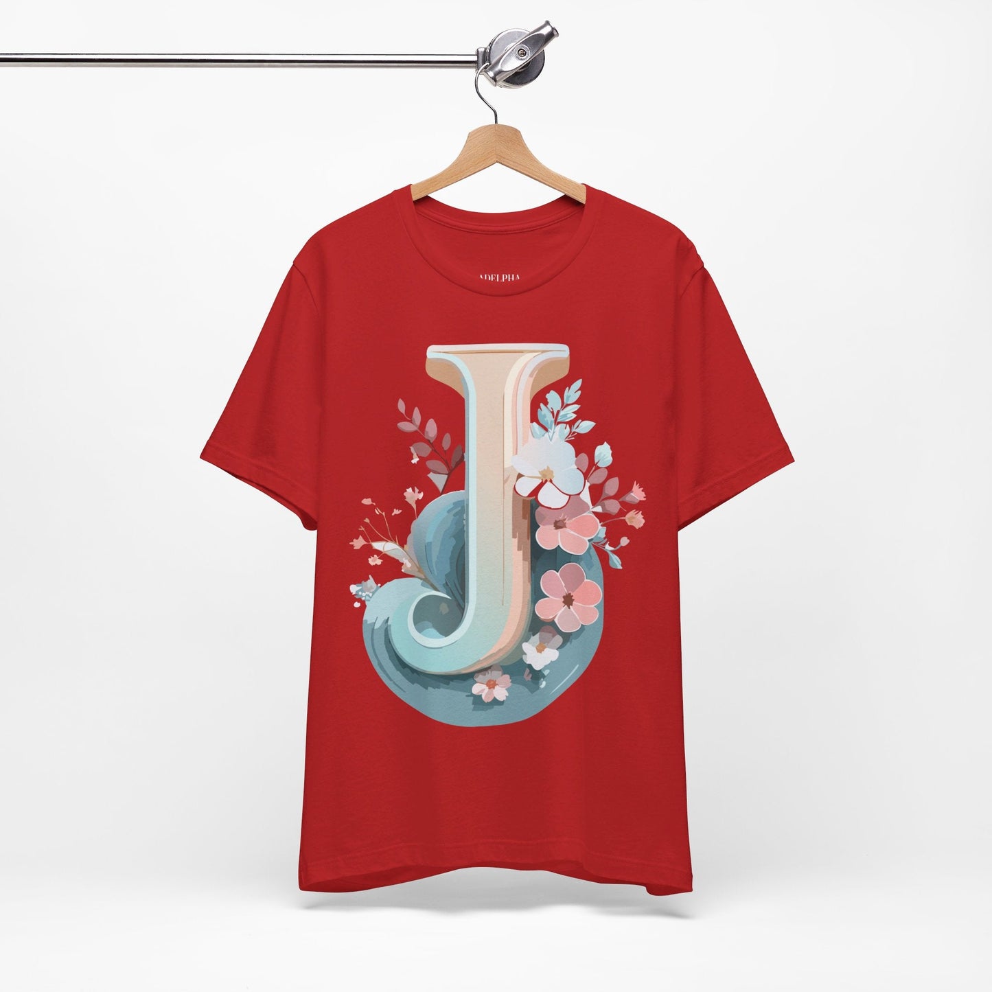 Letter J Shirt Graphic Unisex Tee With Original Vintage Inspired Artwork By Adelpha
