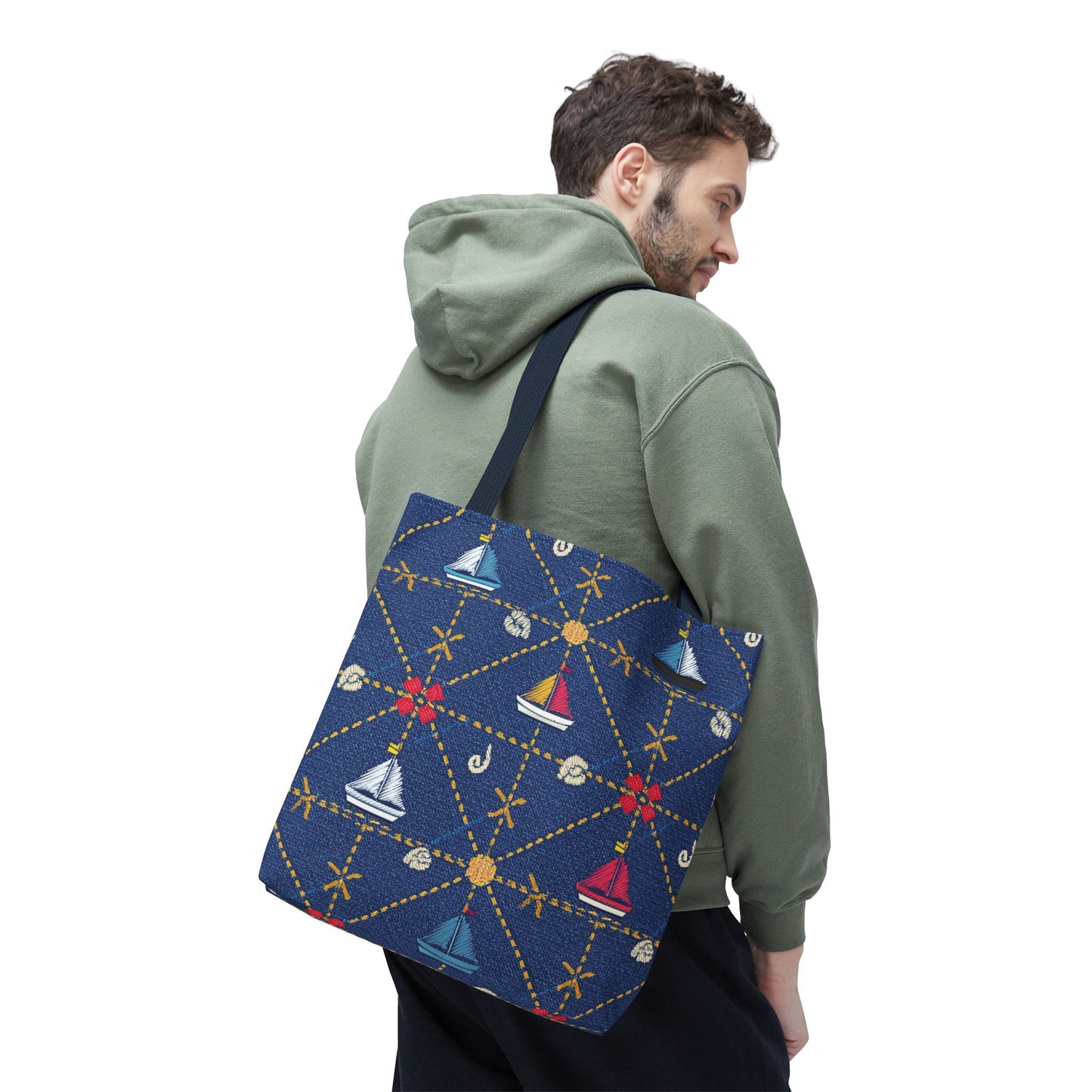 Denim Fabric Imitation Print Unisex Canvas Bag Poly Spun 3 Sizes Tote Bag 182-14