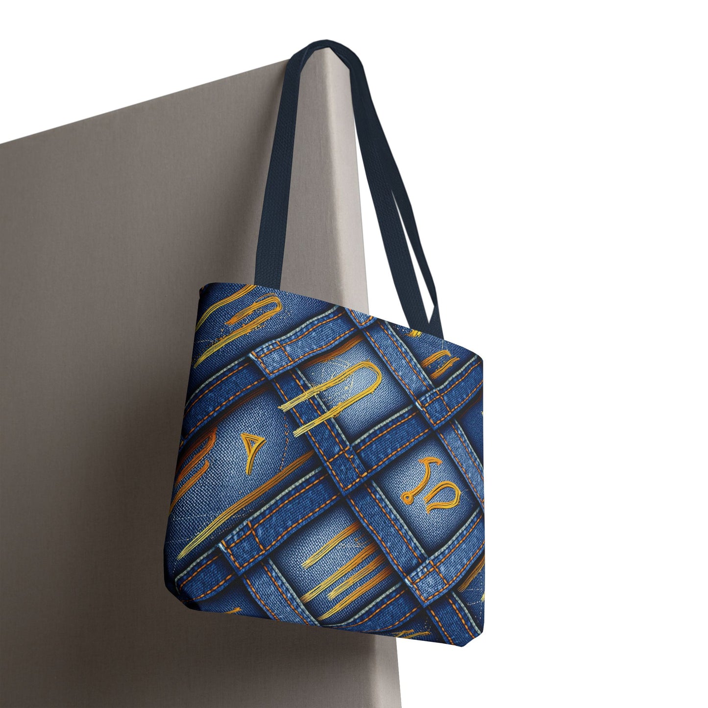 Denim Fabric Imitation Print Unisex Canvas Bag Poly Spun 3 Sizes Tote Bag 184-3