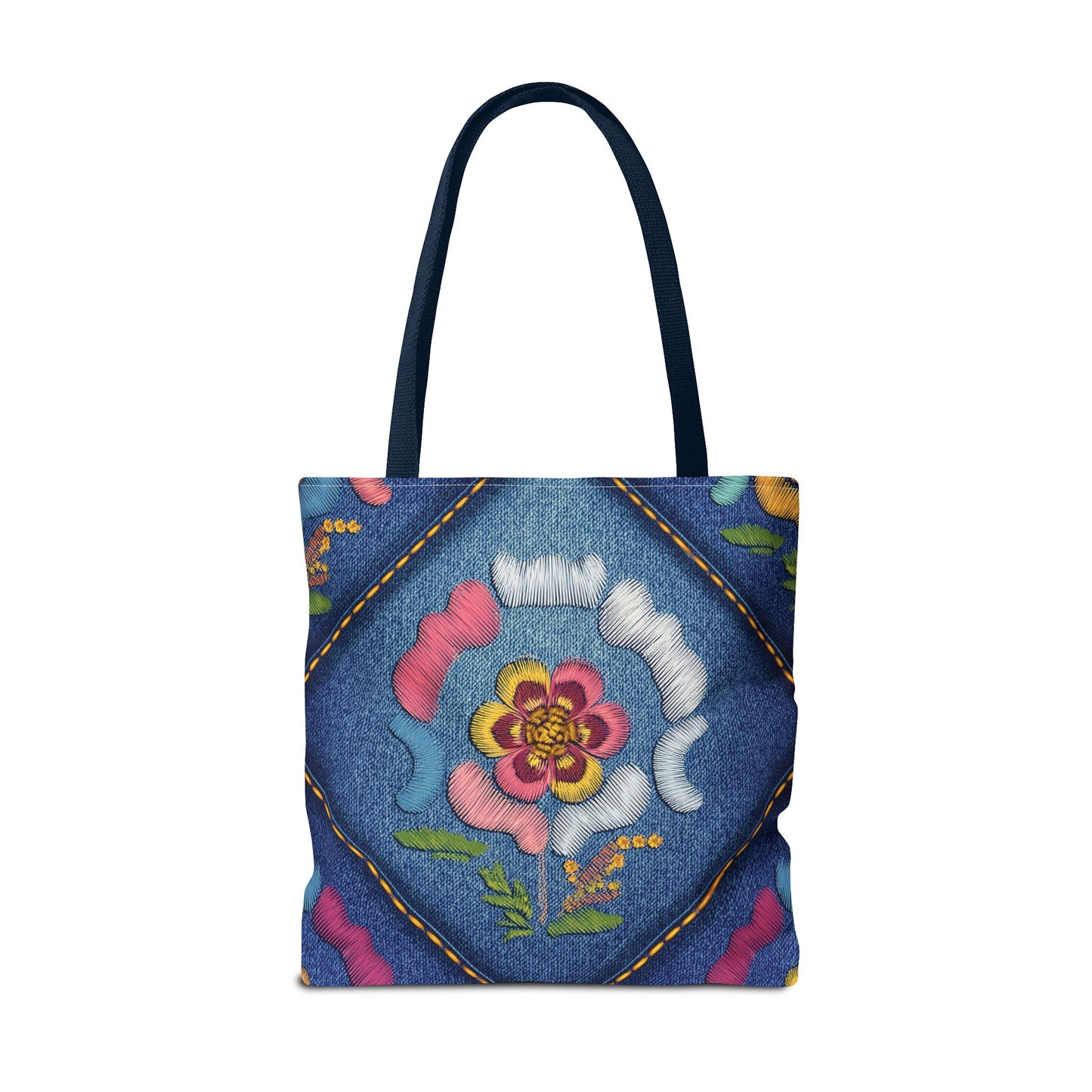 Denim Fabric Imitation Print Unisex Canvas Bag Poly Spun 3 Sizes Tote Bag 159-4