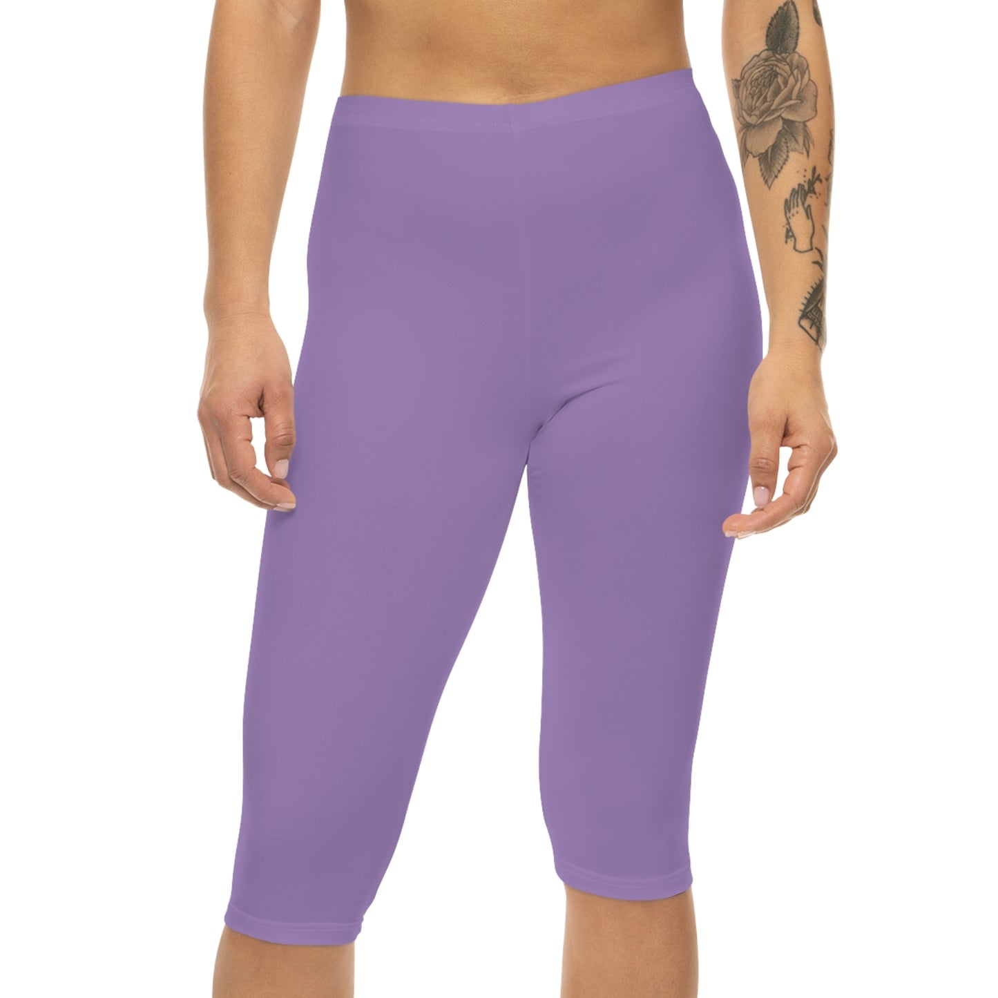 Winter Night Lilac Color Women's Brushed Suede Poly Span Casual Capri Leggings XS-2XL