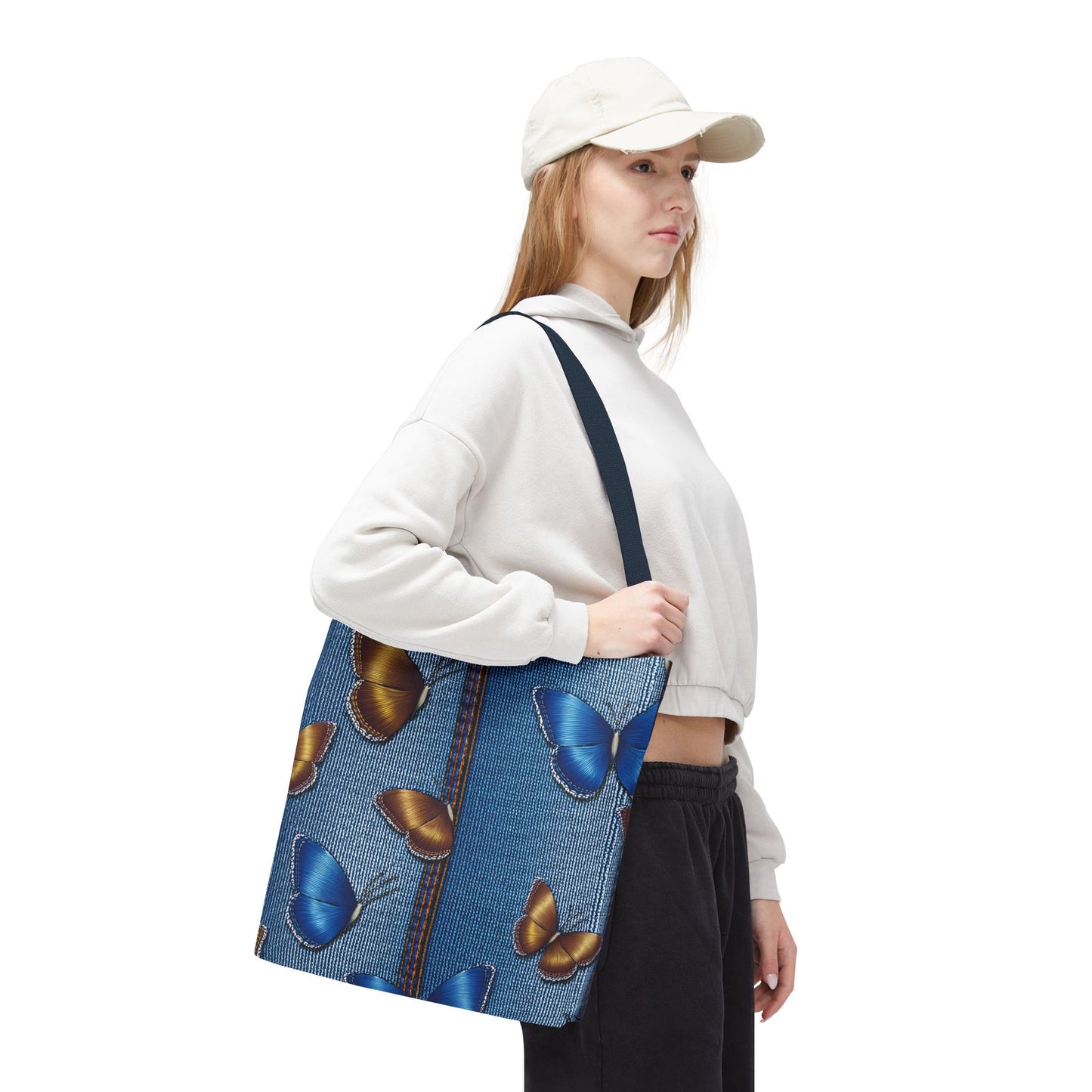 Denim Fabric Imitation Print Unisex Canvas Bag Poly Spun 3 Sizes Tote Bag 172
