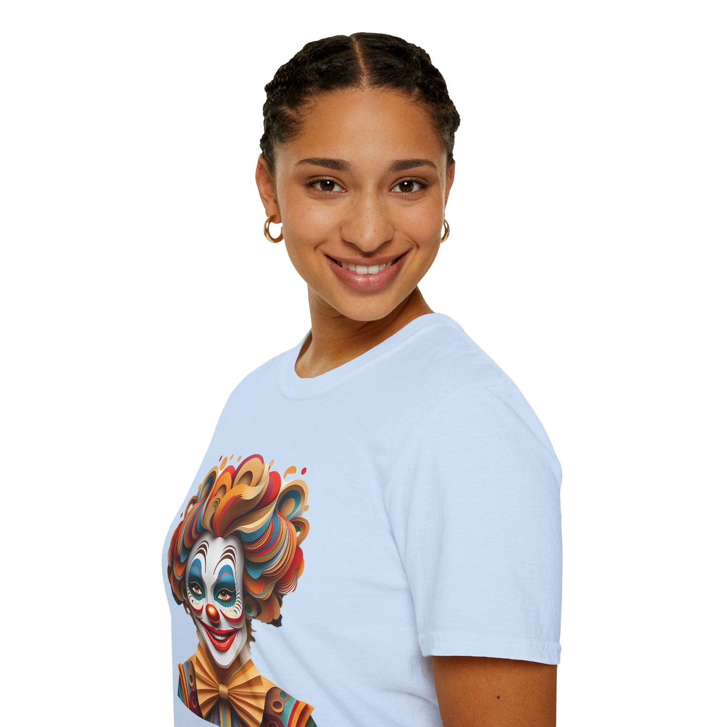 Unisex Clown Shirt Funny Man Circus Tee Short Sleeve Gildan Softstyle 64000 Cotton