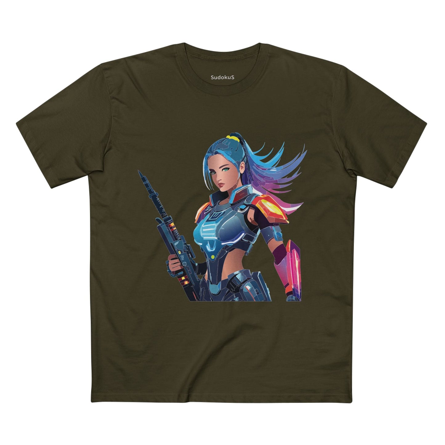 Army-woman Graphic Unisex 100 Cotton Staple Tee 9