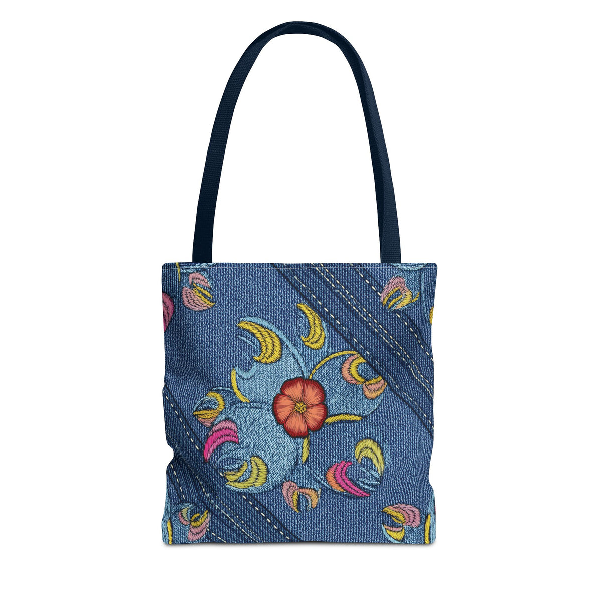 Denim Fabric Imitation Print Unisex Canvas Bag Poly Spun 3 Sizes Tote Bag 159-3