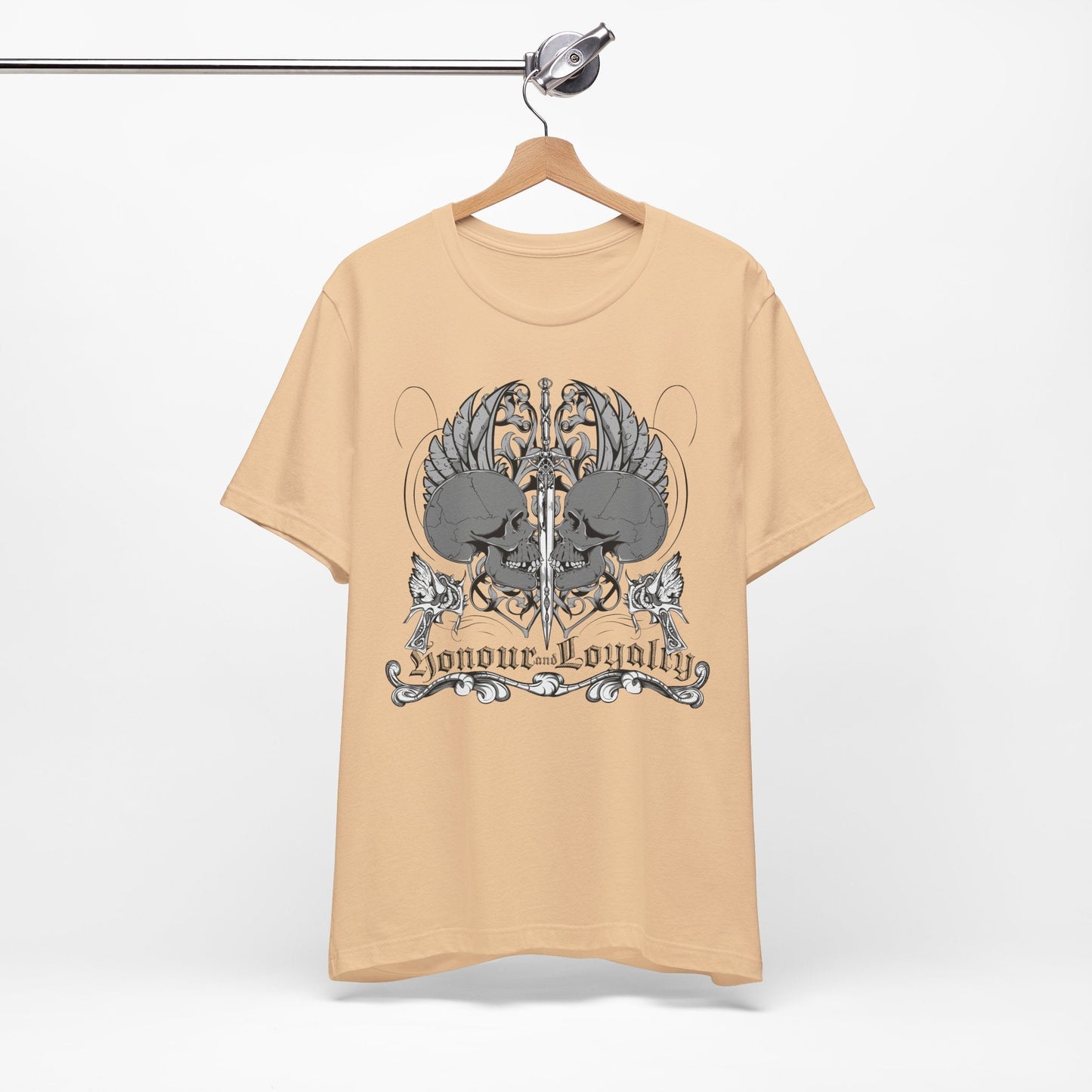 Honor Loyalty crest tee Gothic heraldry skulls wings emblem Art-48