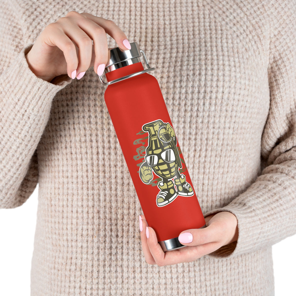 22oz Copper Insulated Water Bottle with Cartoon Design - CV109