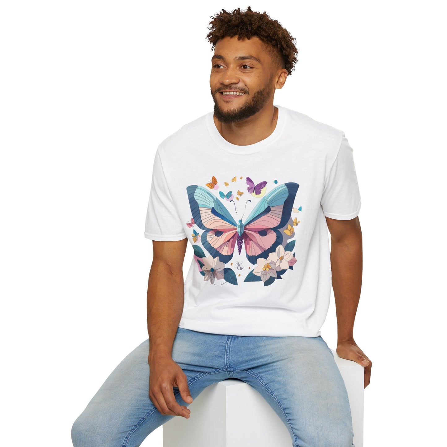 Butterfly Shirt Unisex T Shirt Softstyle Gildan 64000 Ring Spun Cotton Monarch Design