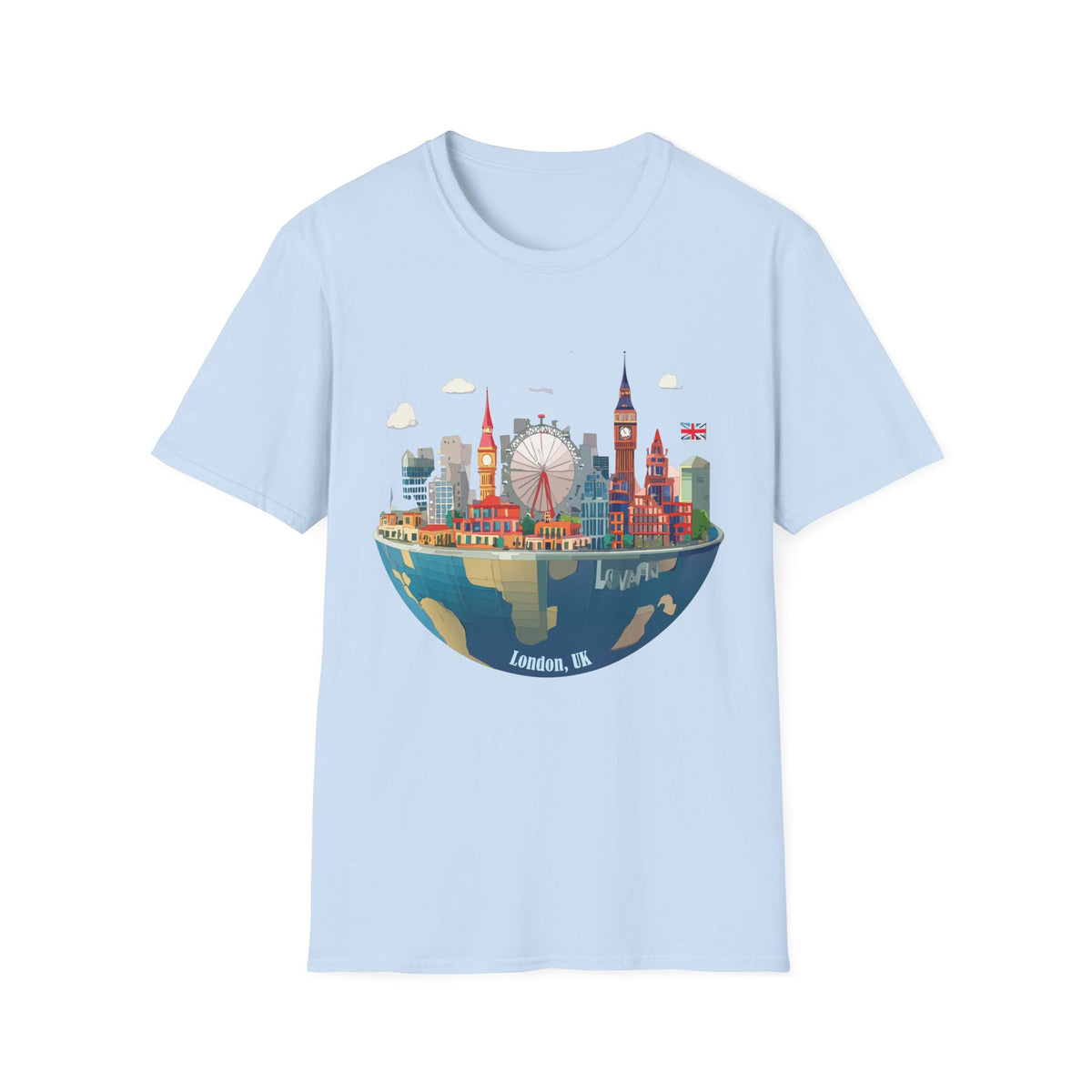London Skyline Illustration T-Shirt | Big Ben, London Eye, Union Jack