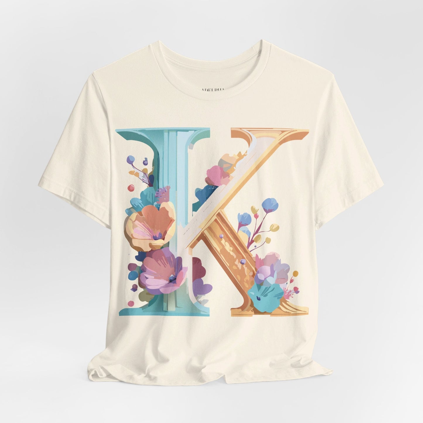 Letter K Graphic Tee Unisex Shirt By Adelpha Vintage Art Design Short Sleeve Collection