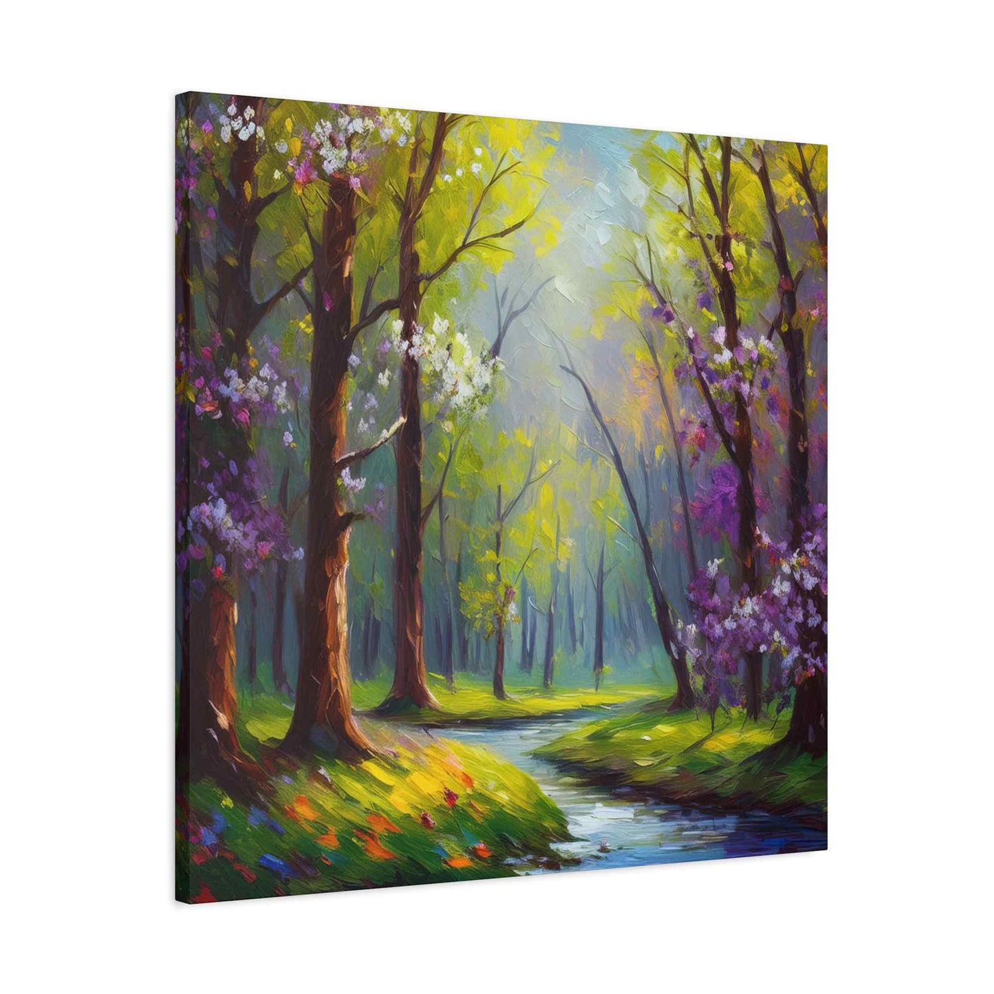 Spring Forest Print Canvas, Oil Paint Print 20x20, 24x24, 30x30, 32x32, 36x36 Art Design Print Pine-Wood Inner Frame MC-97