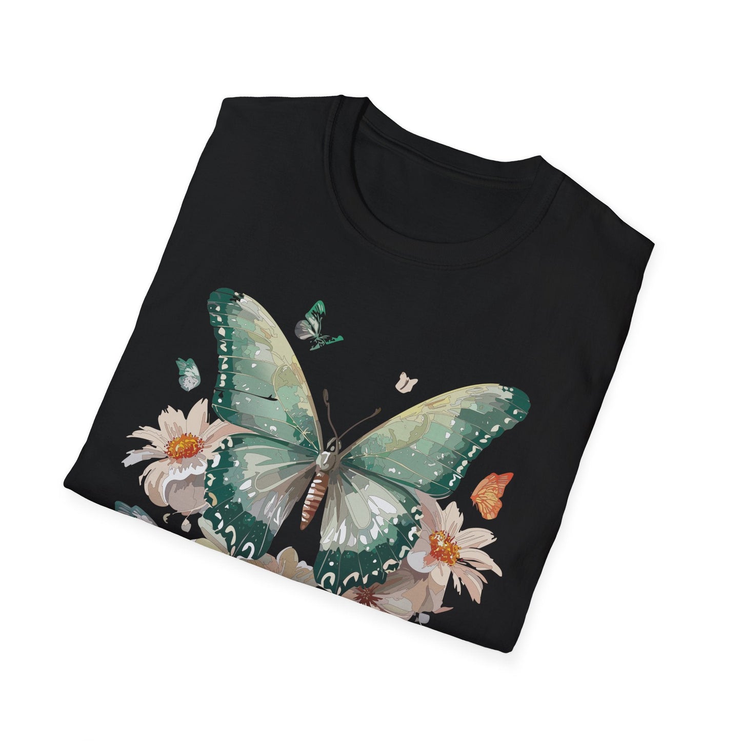 Butterfly T Shirt Unisex Softstyle Tee 100 Percent Ring Spun Cotton Monarch Design Premium Comfort