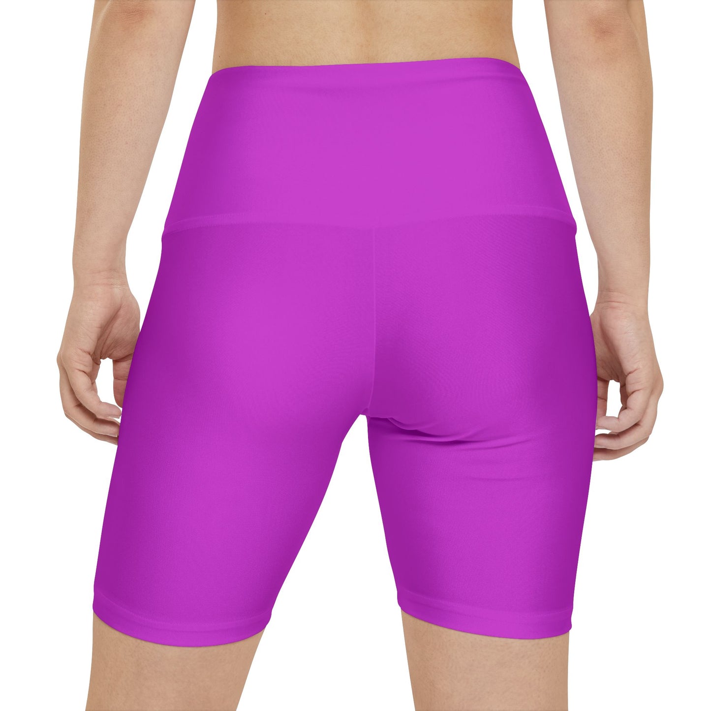 Vivid Orchid Pink Women's Workout Shorts — Solid High-Waist Biker Shorts for Exercise & Everyday Wear