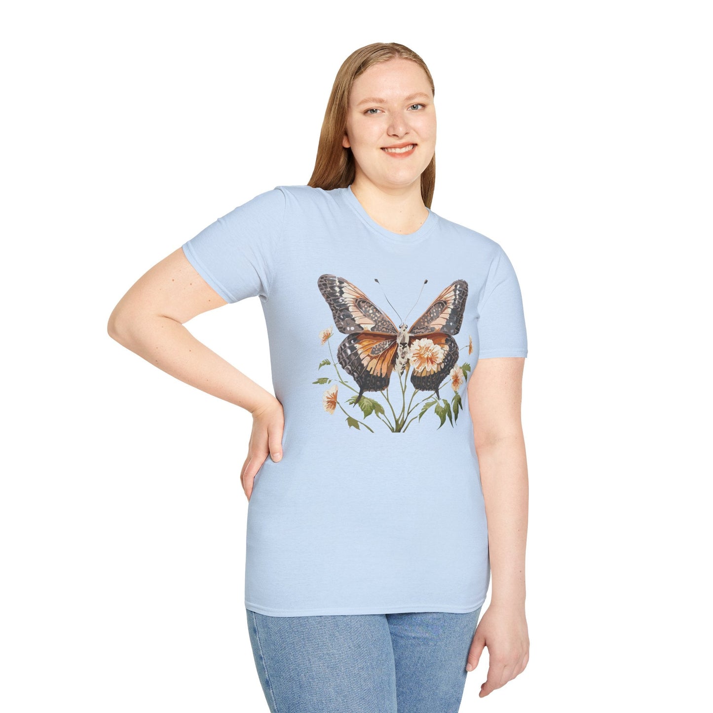 Butterfly T Shirt Unisex Softstyle Gildan 64000 Cotton Tee Monarch Print Comfort