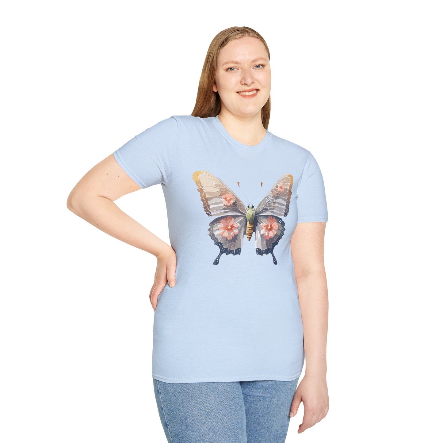 Butterfly T Shirt Unisex Monarch Design Gildan Softstyle 64000 100 Percent Ring Spun Cotton