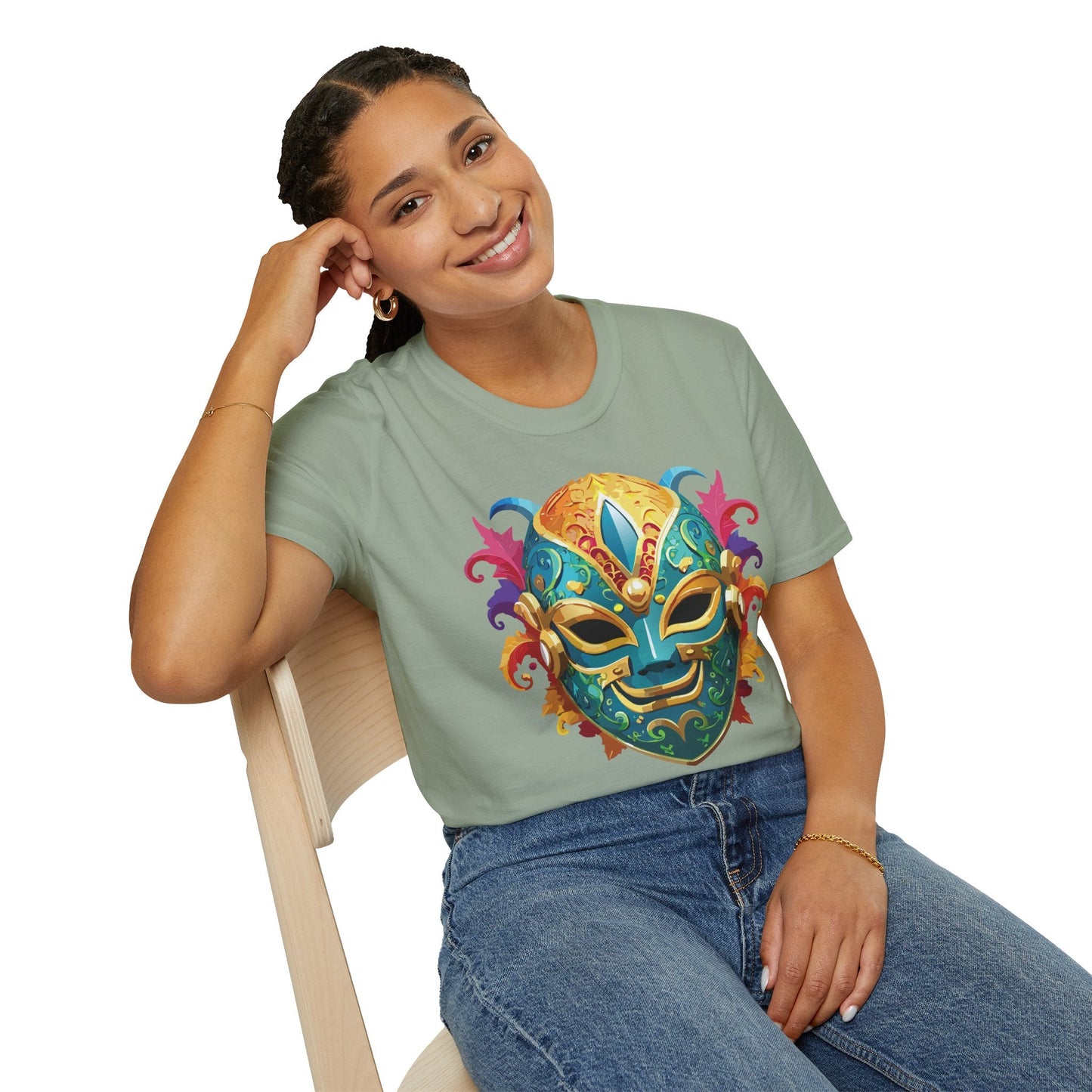 Mask Tee Shirt Unisex Softstyle Gildan 64000 100 Percent Ring Spun Cotton Comfortable Masquerade Tee