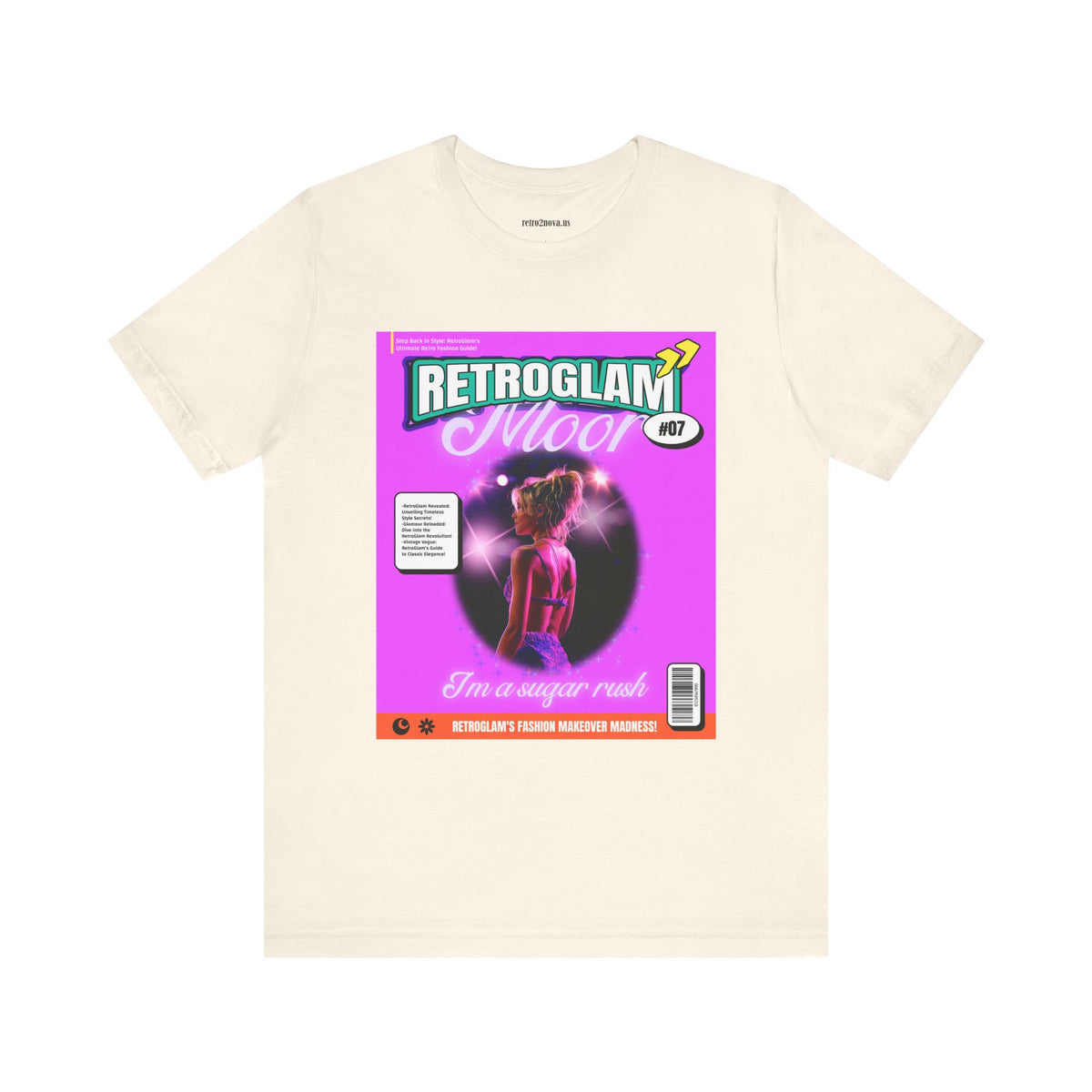 Magazine Cover Graphic Unisex Cotton Bella+Canvas Tee with Retro Poster ab27