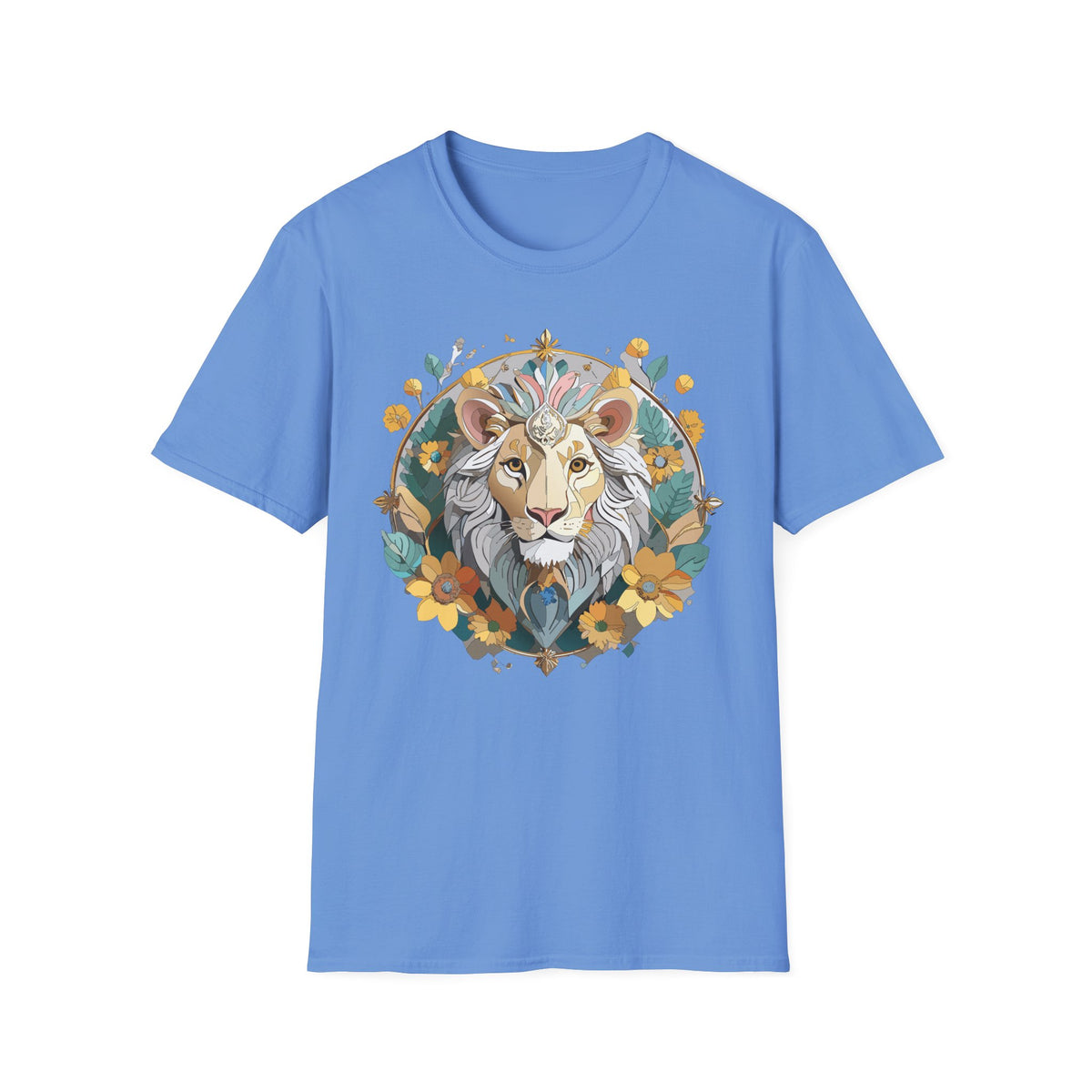 Floral Lion Illustration T-Shirt | Botanical Mane Tee