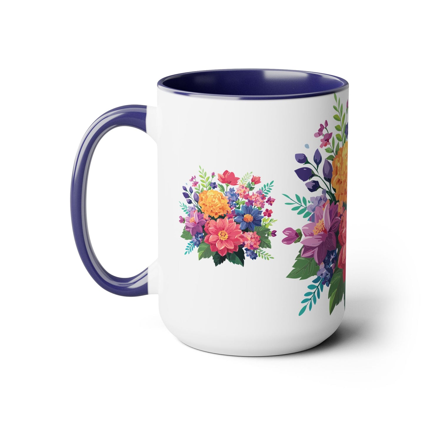 Tazas de café de dos tonos con flores