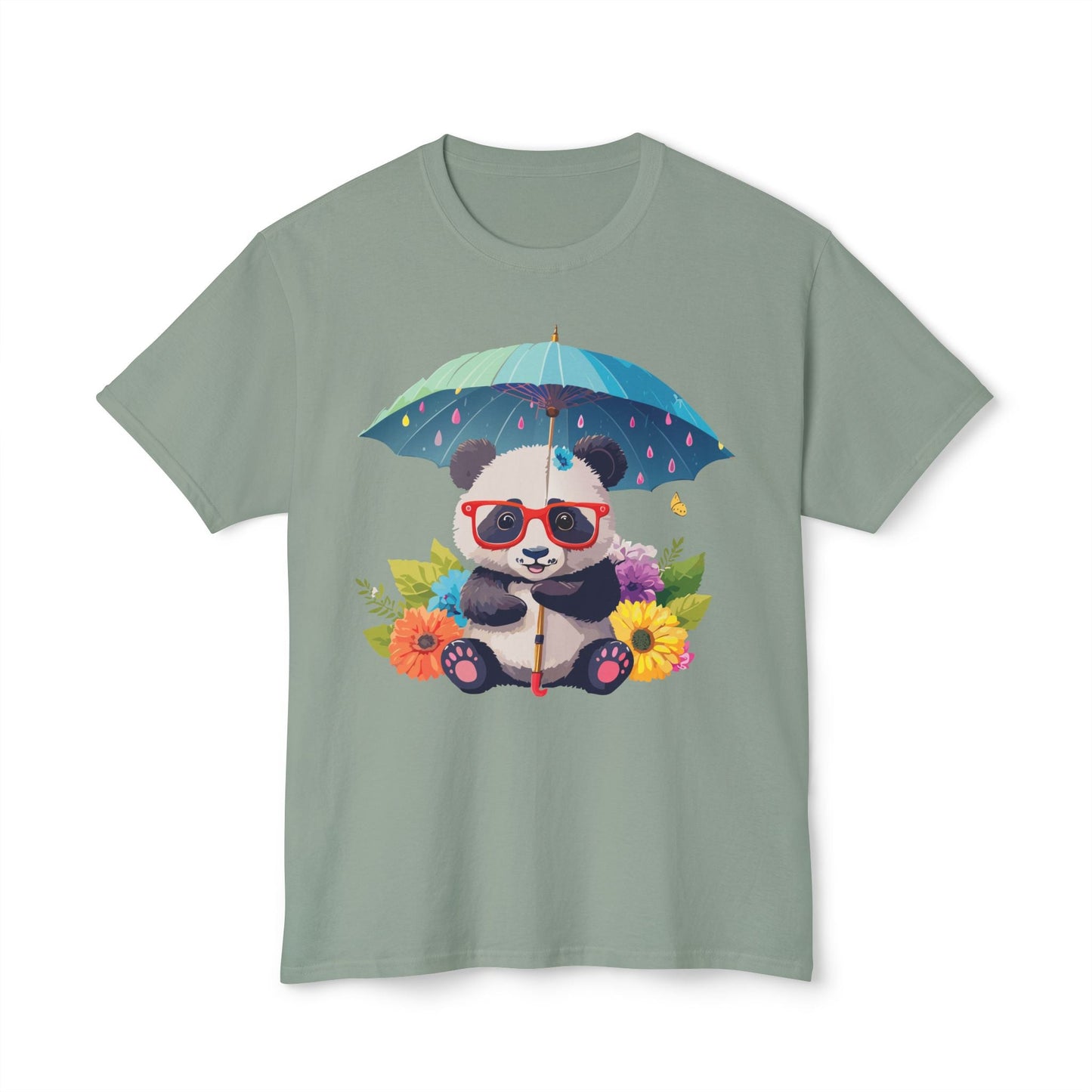 Panda Art T Shirt Unisex HD Cotton Tee With Floral Print Panda Design USA Printed Now