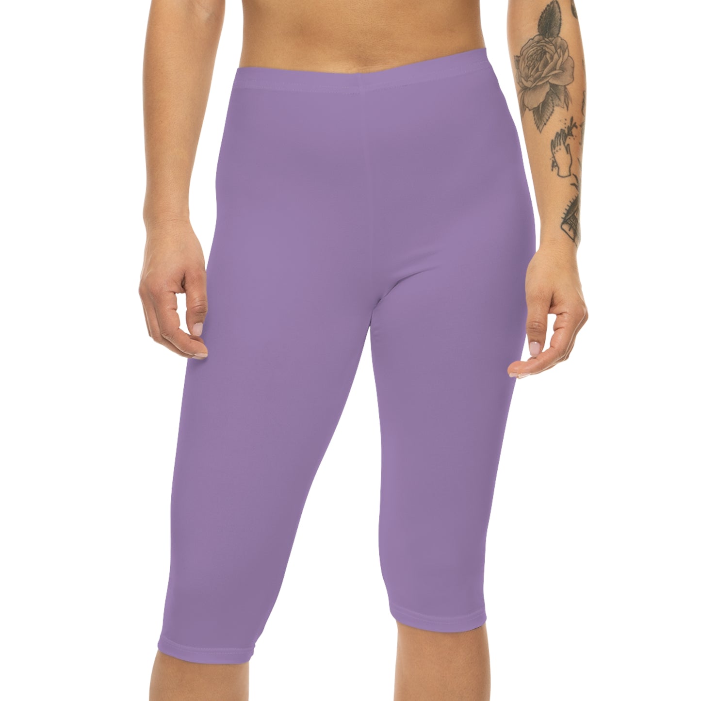 Furry Orchid Color Women's Brushed Suede Poly Span Casual Capri Leggings XS-2XL