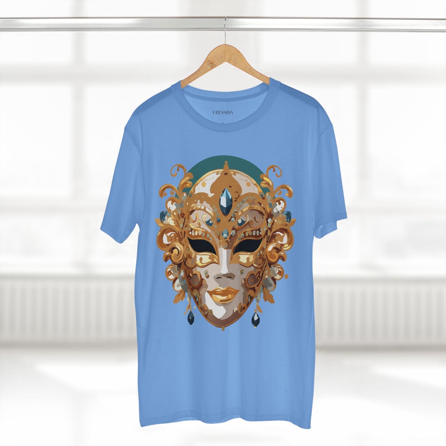 Carnival Mask Graphic T-Shirt Unisex 100 Cotton With Antique Gold Art Design Tee 3