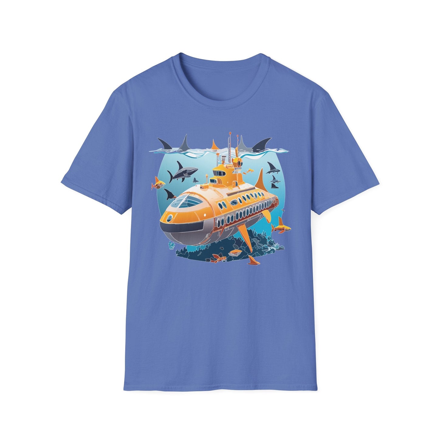 Ocean Themed Unisex Gildan Softstyle 64000 Short Sleeve T Shirt With Ocean Art Design