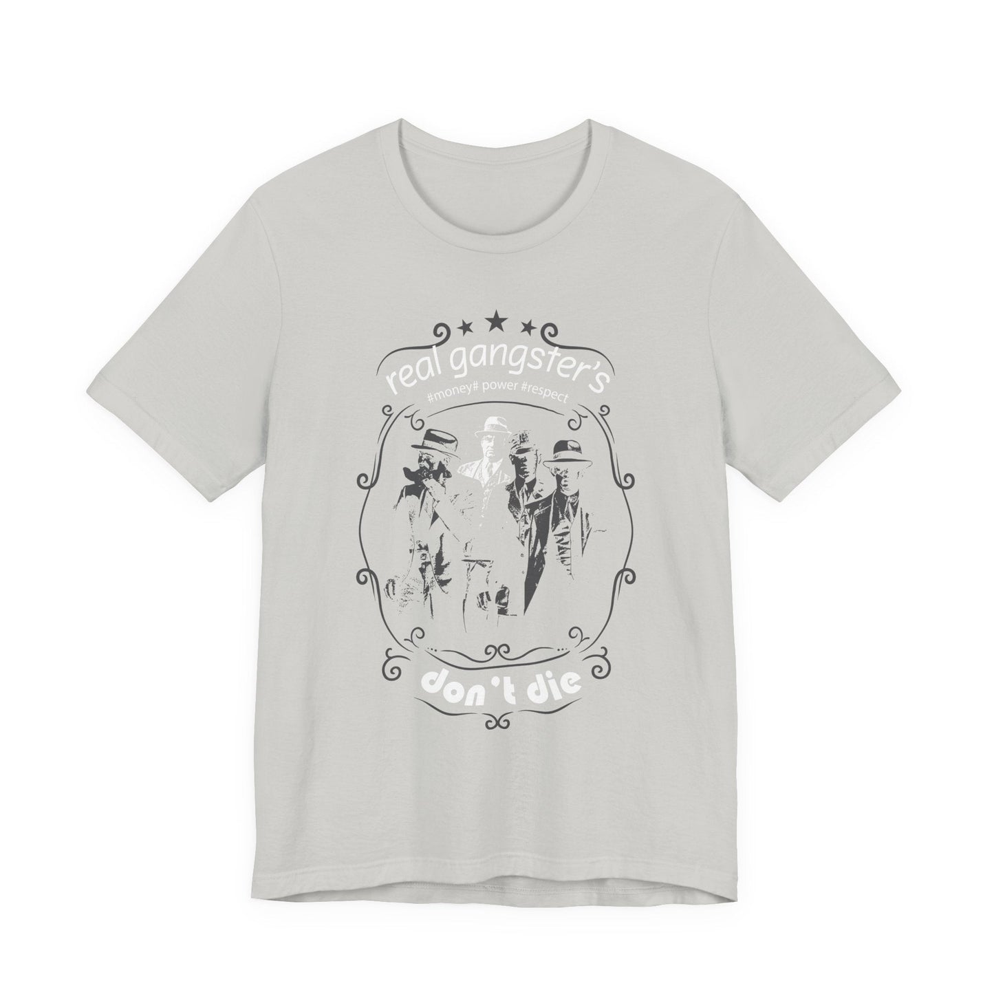 Real Gangsters Don't Die T-Shirt Vintage Outlaw Illustration Retro Biker Tee A-3