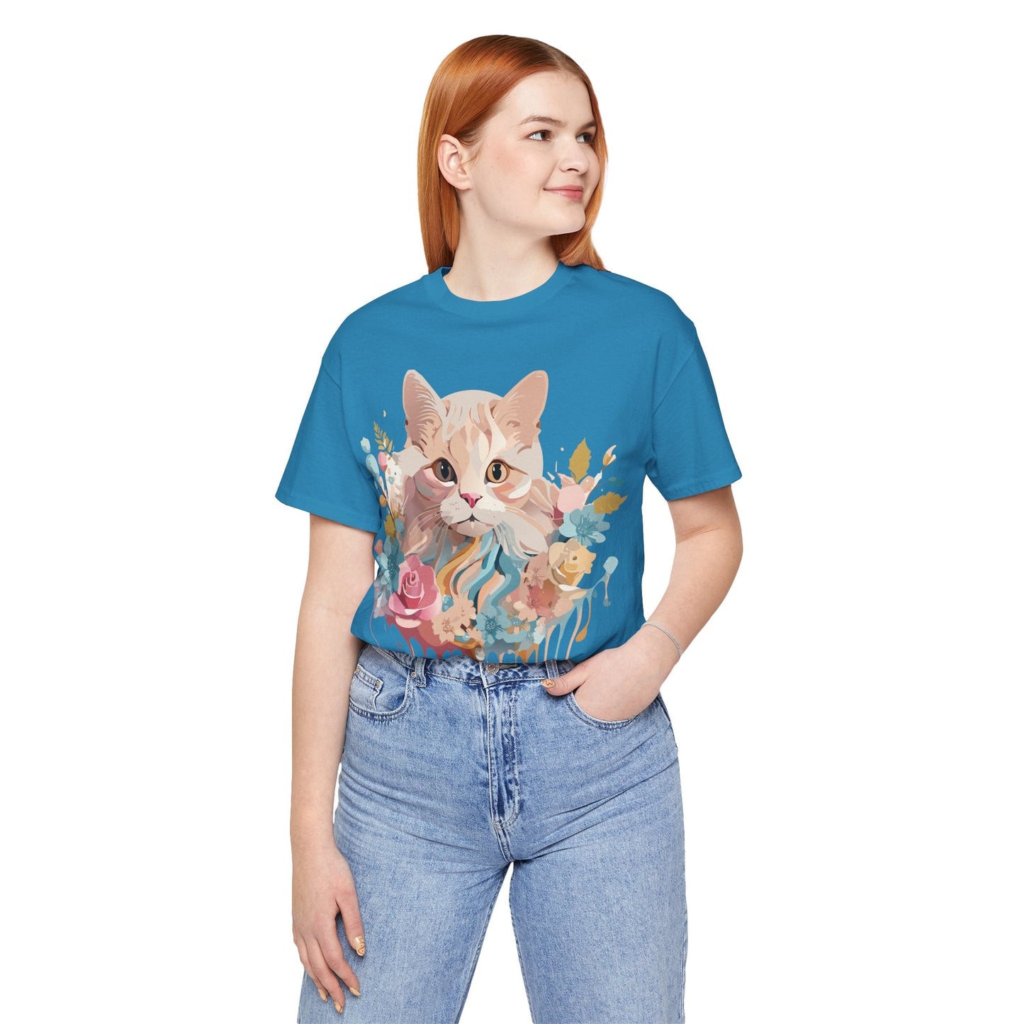 Cat Graphic Tee Unisex Short Sleeve Shirt With Adelpha Vintage Artwork