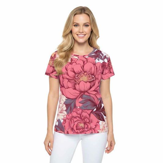Women Poly T-Shirt with Floral Print