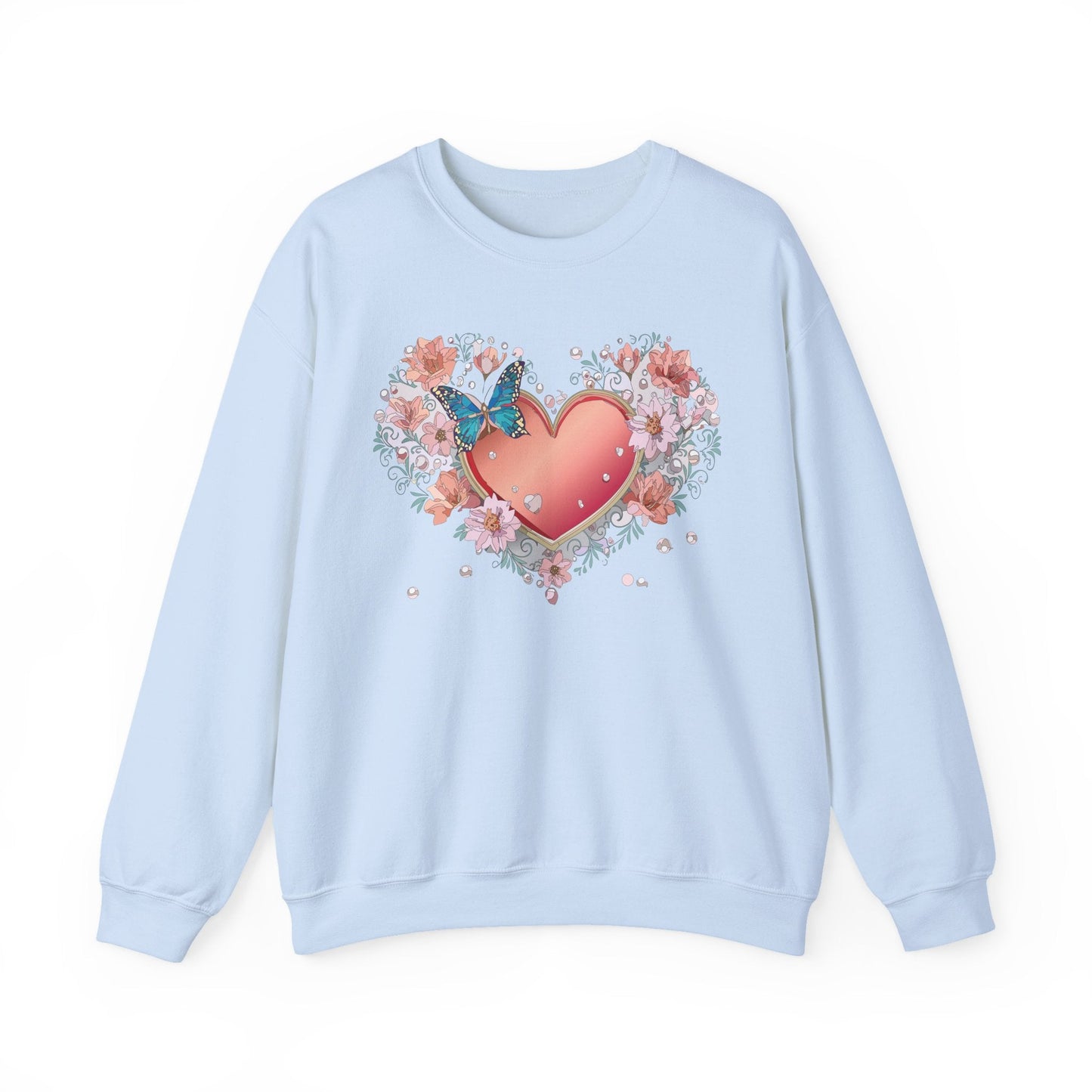 Unisex Floral Heart Sweatshirt With Love Graphic For Valentines Day Gift Cozy Winter Wear