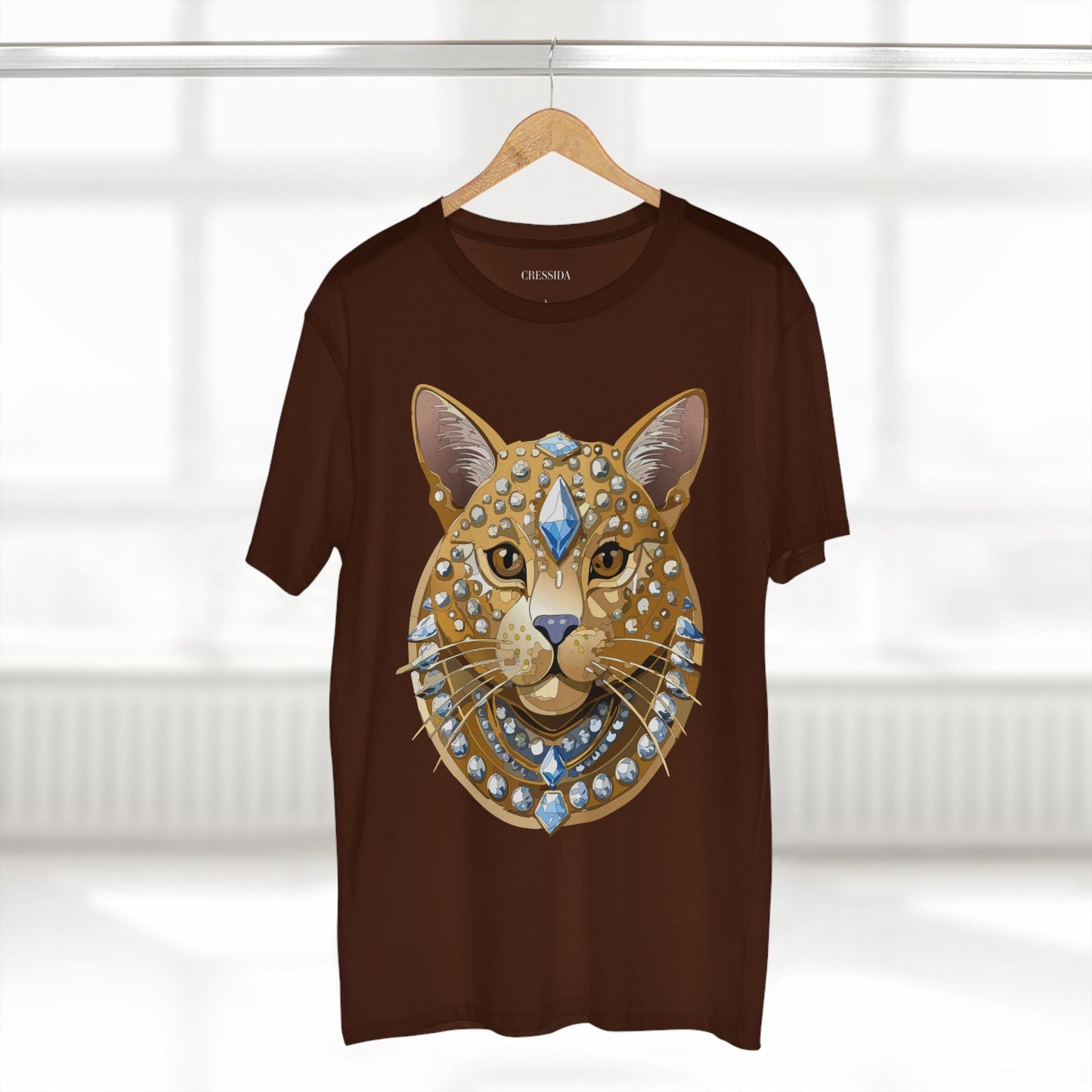 Cat Graphic Unisex 100 Cotton Tee With Unique Animal Golden Medallion Art Design 11