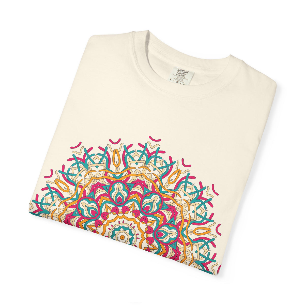 Unisex Garment Dyed Cotton T-Shirt with Mandala Graphic Design