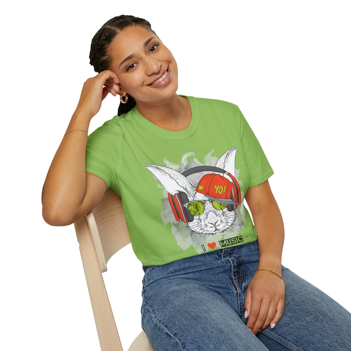 Unisex Music Animals Shirt With Headphones Softstyle Short Sleeve Tee Gildan 64000