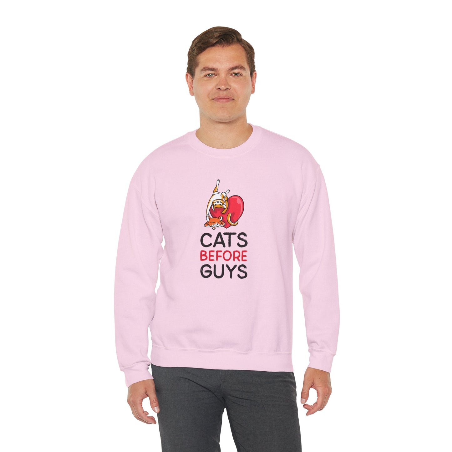 Cat Heart Sweatshirt Unisex Valentines Day 50 50 Cotton Poly Heavy Blend Crewneck Sweatshirt