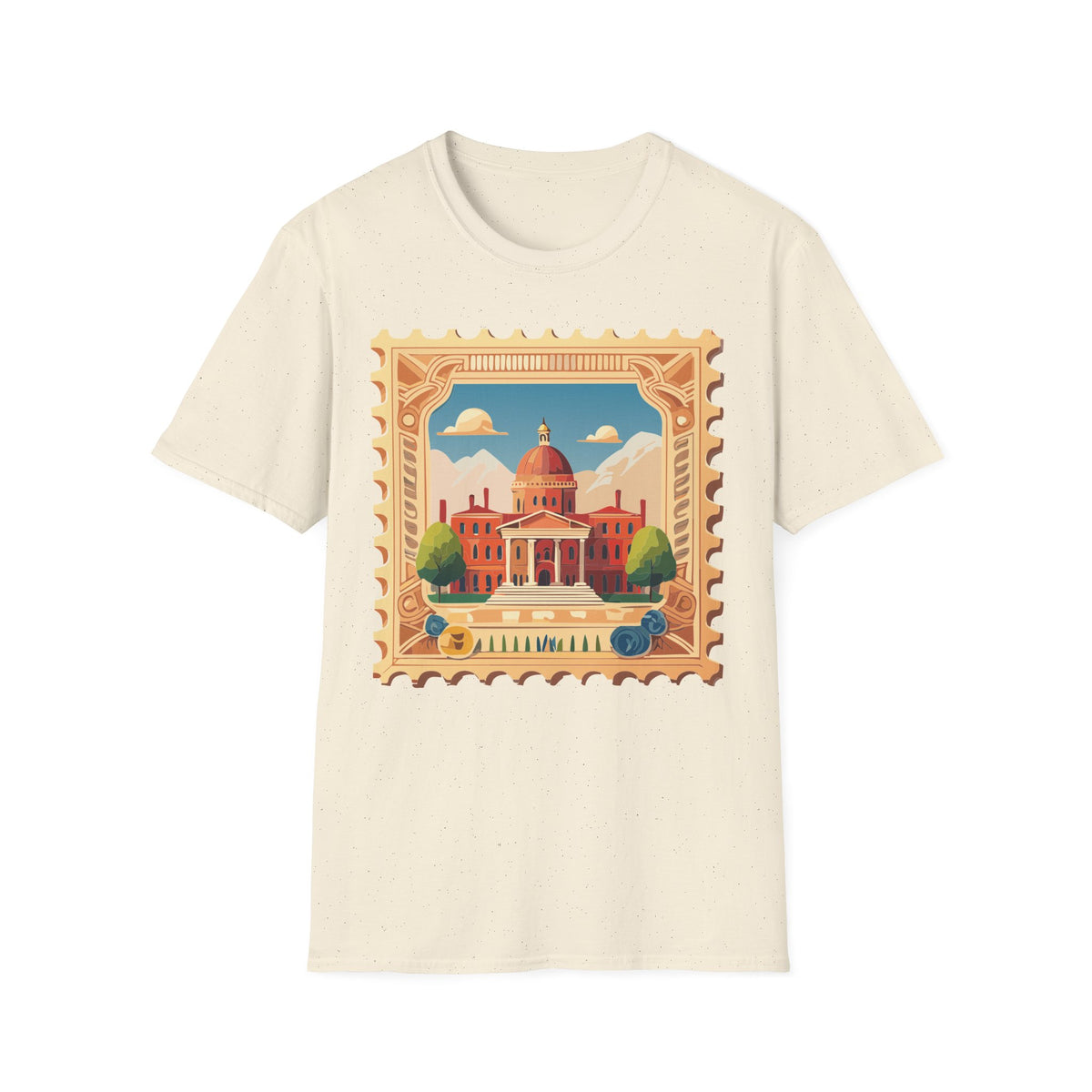 Vintage Postage Stamp Capitol Illustration T-Shirt | Architectural Travel Graphic Tee Unisex 100 Cotton Gildan T-Shirt