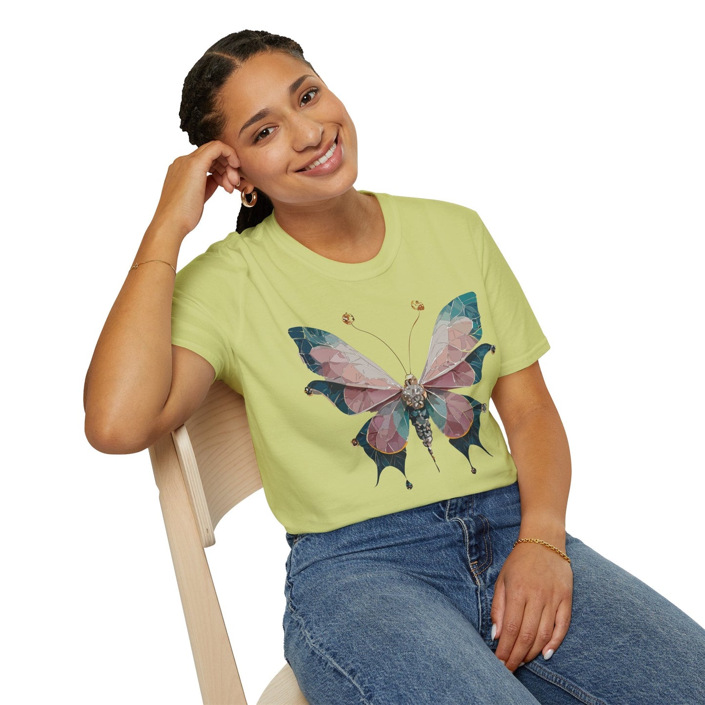 Butterfly Shirt Unisex T Shirt Monarch Print Gildan Softstyle 64000 100 Percent Ring Spun Cotton