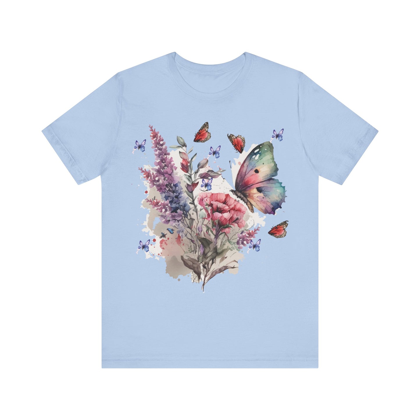 Cotton Tee Shirt with Butterfly Prints